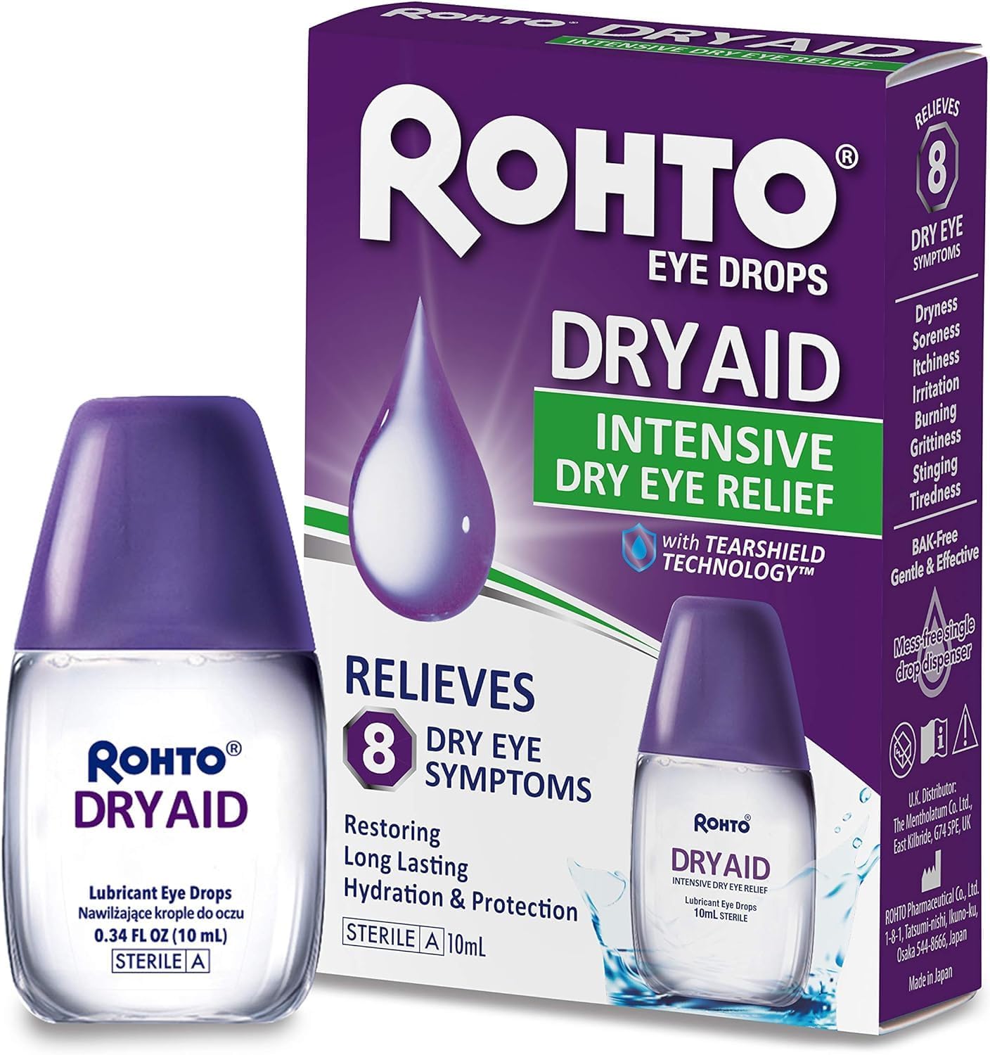ROHTODry Aid Intensive Dry Eye Relief - Eye Drops, 10 ml (Pack of 1)