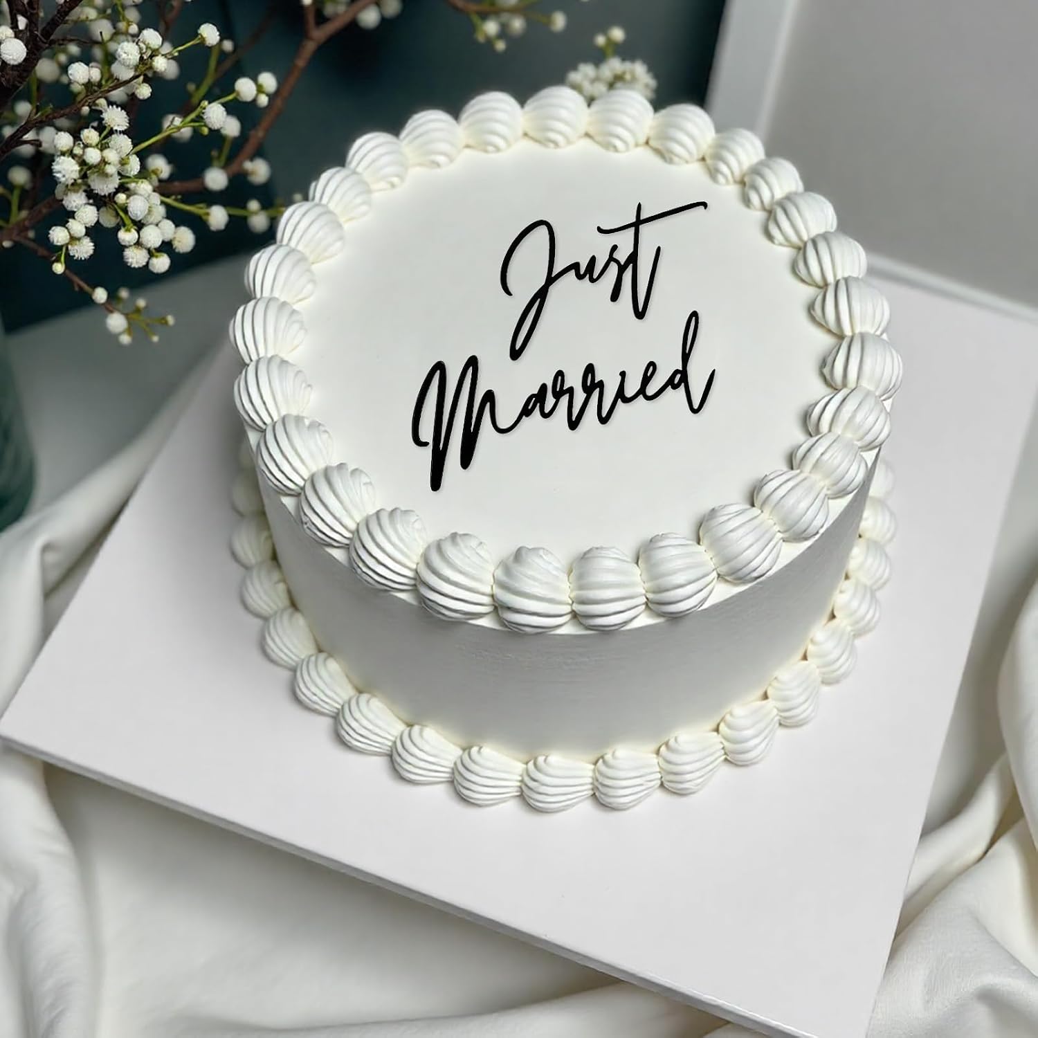 Just Married Cake Topper for Engaged Wedding Bridal Shower Decor