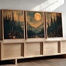 kotart Big Aesthetic Mountains View Wall Art Paintings | Flowers Landscape Framed Painting | Vastu Frames for Living Room Bedroom Wall Decor Set Of 3 (13X17 inch)