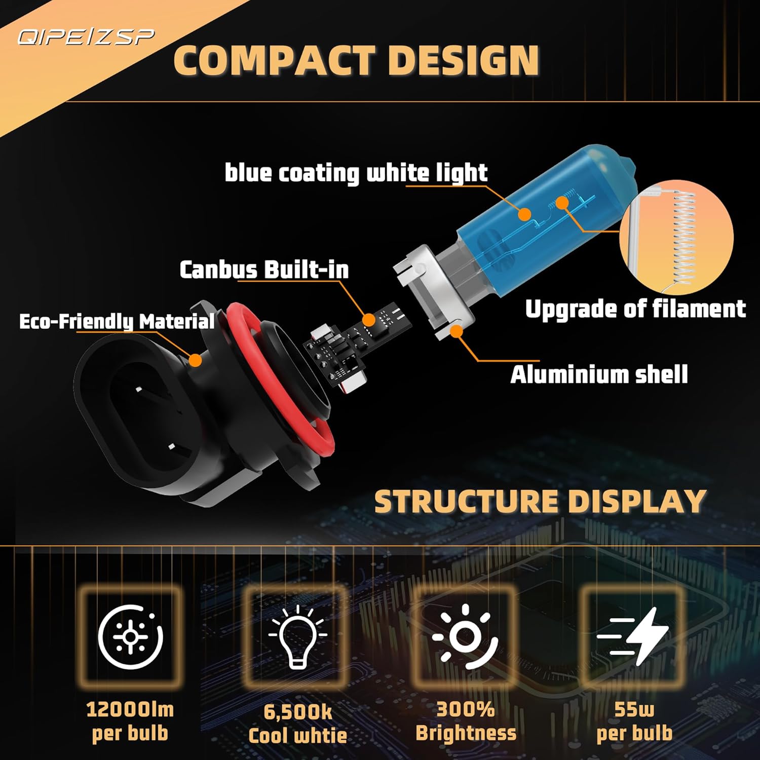 Fit For Range Rover Sport 2006 2007 2008 2009 Lights Headlights Bulbs, H7 High Beams + H7 Low Beam Halogen Headlights And H11 Fog Light, Pack of 6