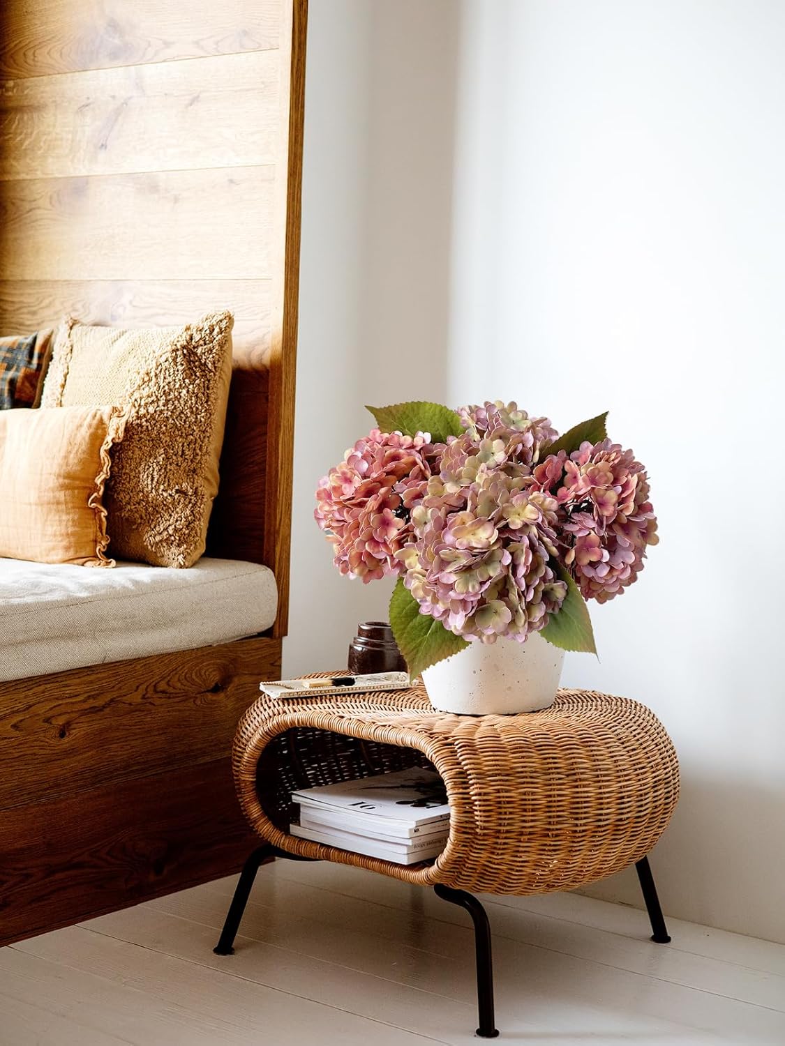 4Pcs Real Touch Vintage Artificial Hydrangeas, 21" Boho Fall Faux Hydrangea Flowers,Hydrangea Artificial Silk Flowers for Wedding Bouquet Centerpieces Tables Party Home Halloween Indoor - Image 2