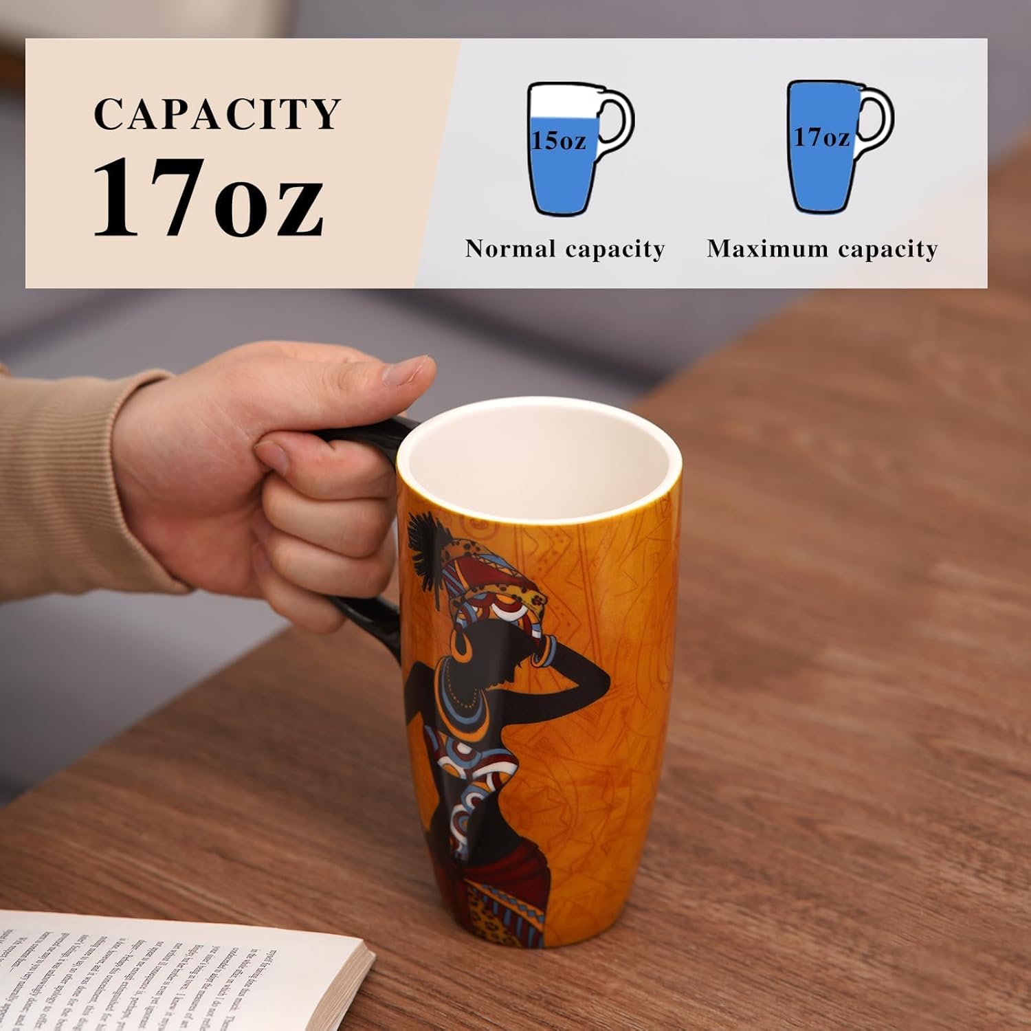 Topadorn Ceramic Mug Coffee Cup with Spill-Proof Lid Latte Mug for Home and Office with Gift Box,Girl - Image 6