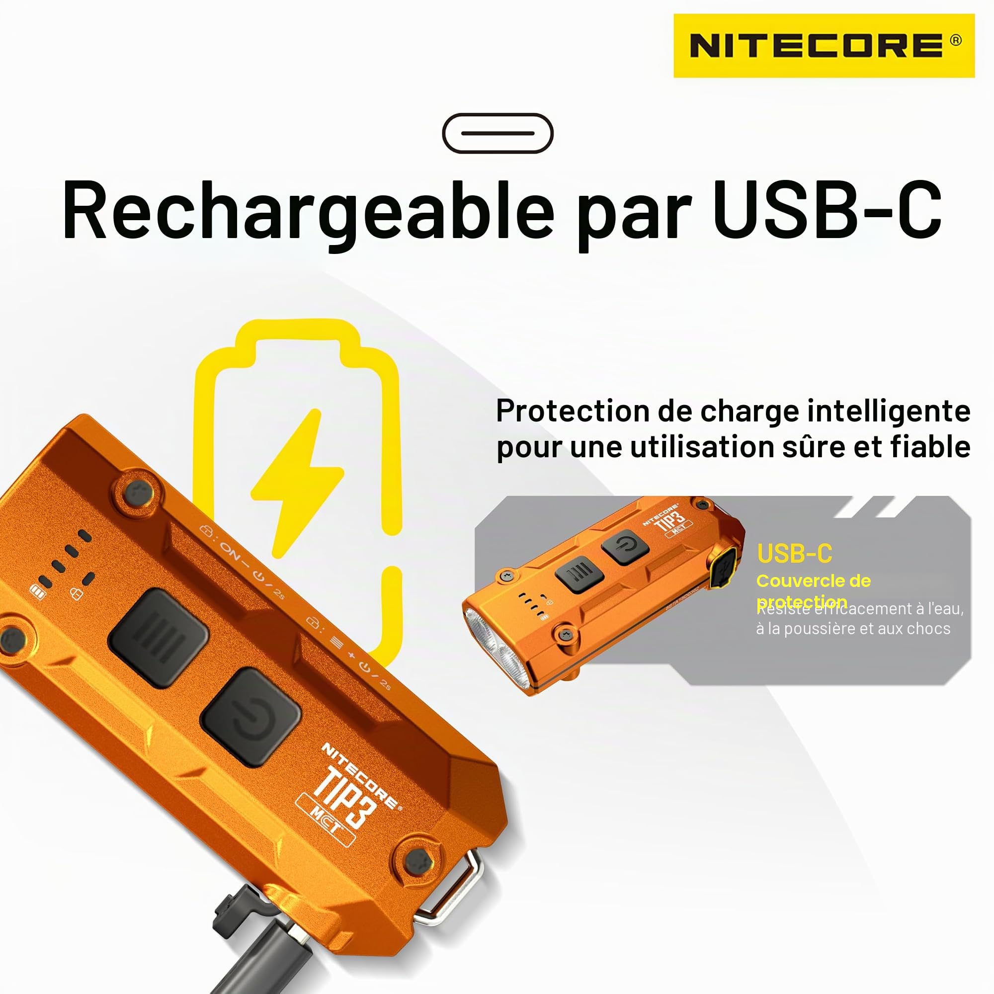 Nitecore TIP3 Porte-clés métallique avec plusieurs températures de couleur (Noir)