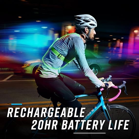 noxgear Tracer2 Multicolor Light Up and Reflective Running Vest | Rechargeable, Ultra-bright Running Lights for Runners