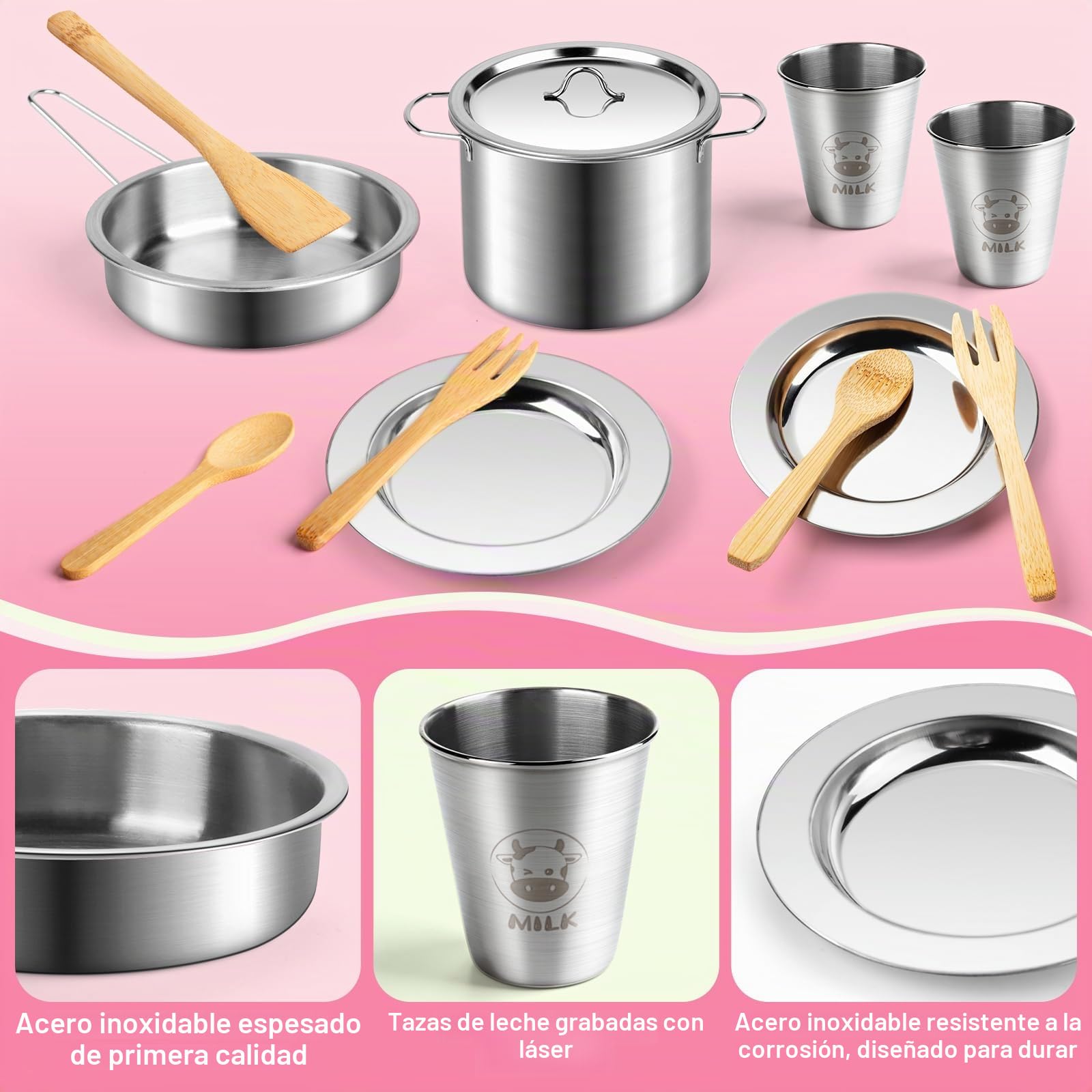 Sundaymot Juguetes de Cocina para niños Accesorios, juego de ollas y sartenes, utensilios de cocina, juego de chef para cortar alimentos verduras, juego de rol para niños mayores de 3 años