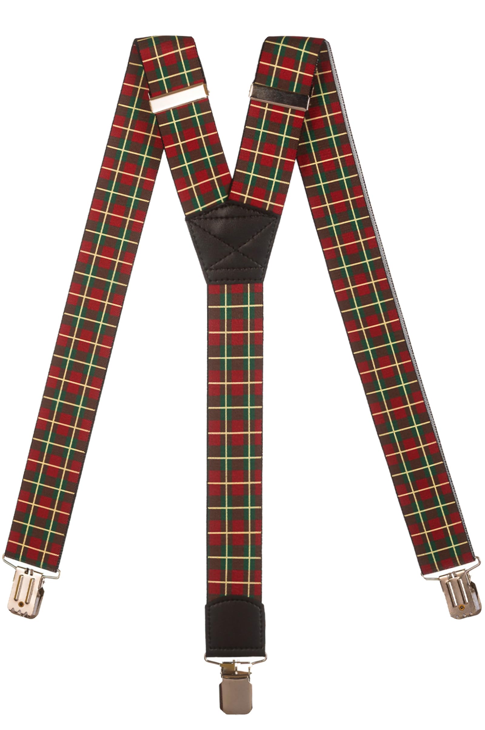 Olata Men's Heavy Duty Printed Y-Shape Braces/Suspenders, 4cm - Tartan