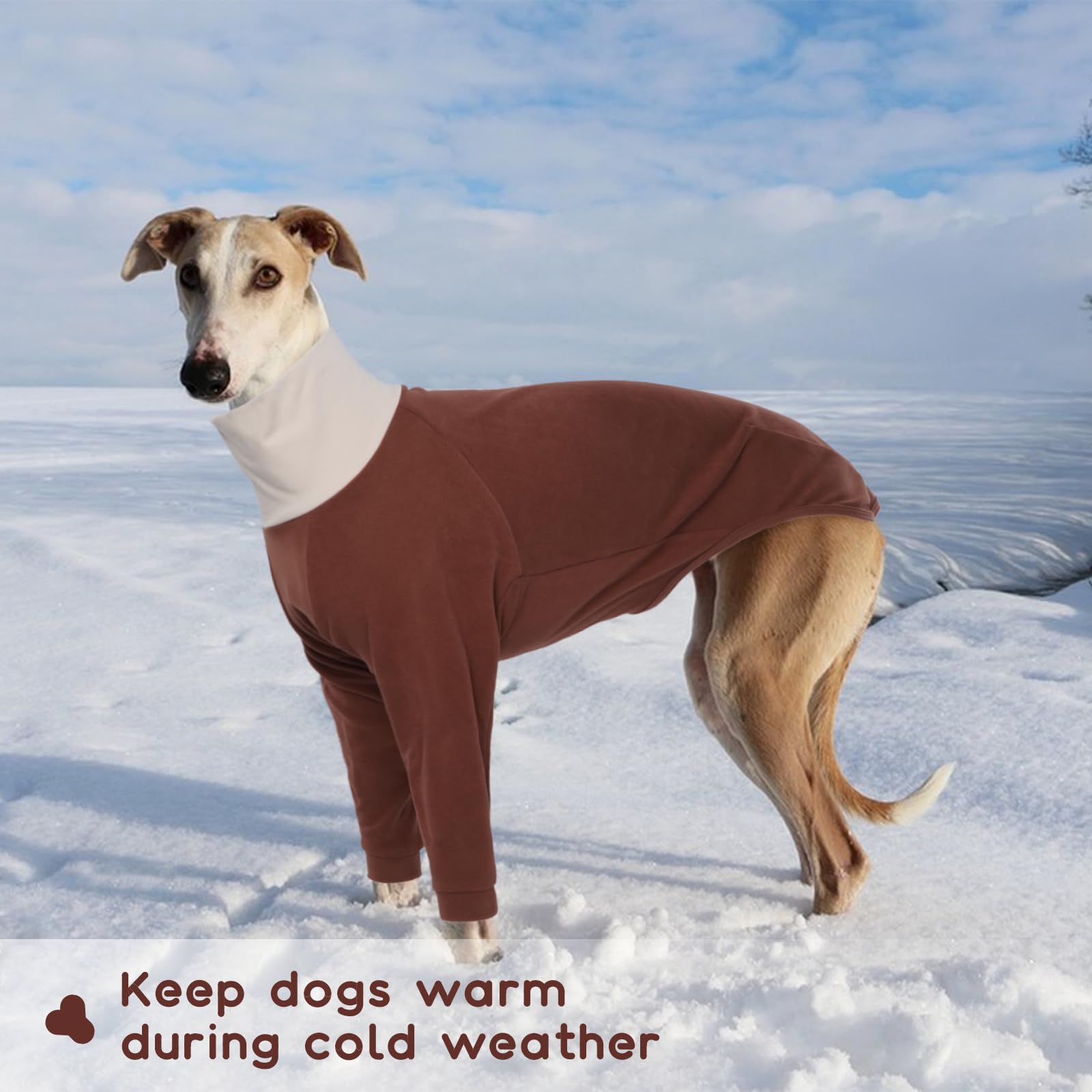 Jersey de forro polar para perros de galgo, suéter mediano para Whippets, pijama de galgo, camisa de lurcher, pijama de forro polar para perros (marrón, M)