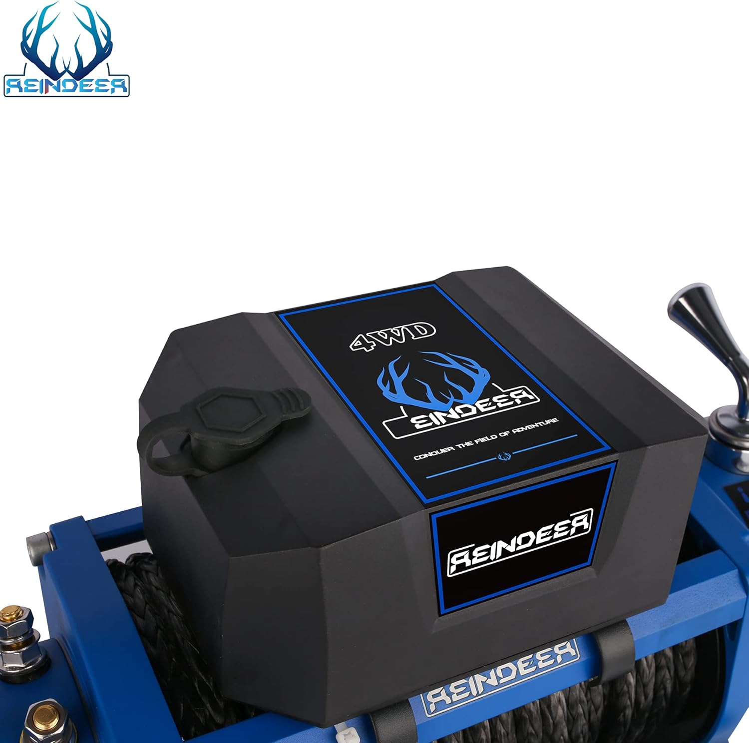 REINDEER New 12V Winch 13000 lb Load Capacity Electric Winch Synthetic Rope with Hawse Fairlead Waterproof IP67 with Wireless Handheld Remotes