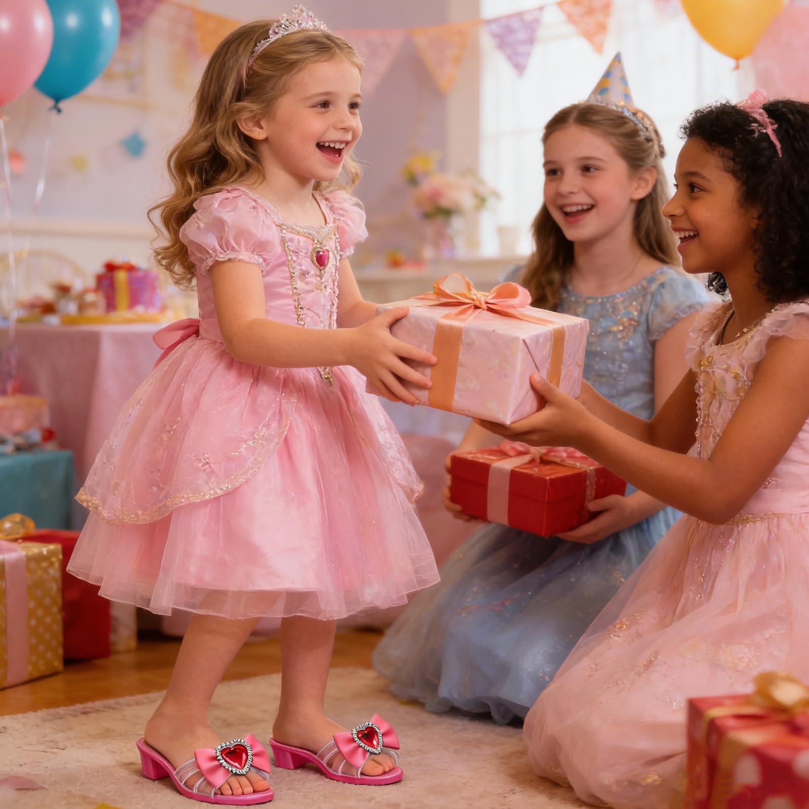 Scarpe da Principessa per Bambini, Scarpe da Principessa alla, Tacchi Alti per Cosplay per Ragazze, Tacchi Alti Antiscivolo, per Costumi Cosplay per Palcoscenico, Ballo in Maschera