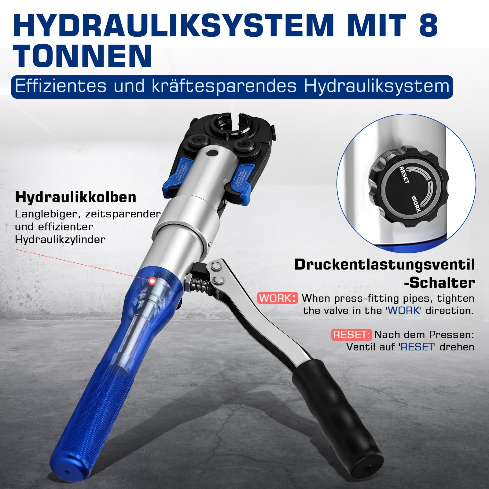 Szczypce zaciskowe do rur miedzianych V + TH zestaw konturów wraz z przecinakiem do rur do usuwania zadziorów | V12 V15 V18 V22 V28 i TH16 TH20 TH26 TH32 i szczypce zaciskowe do rur miedzianych, rur ze stali nierdzewnej, PEX, PAP