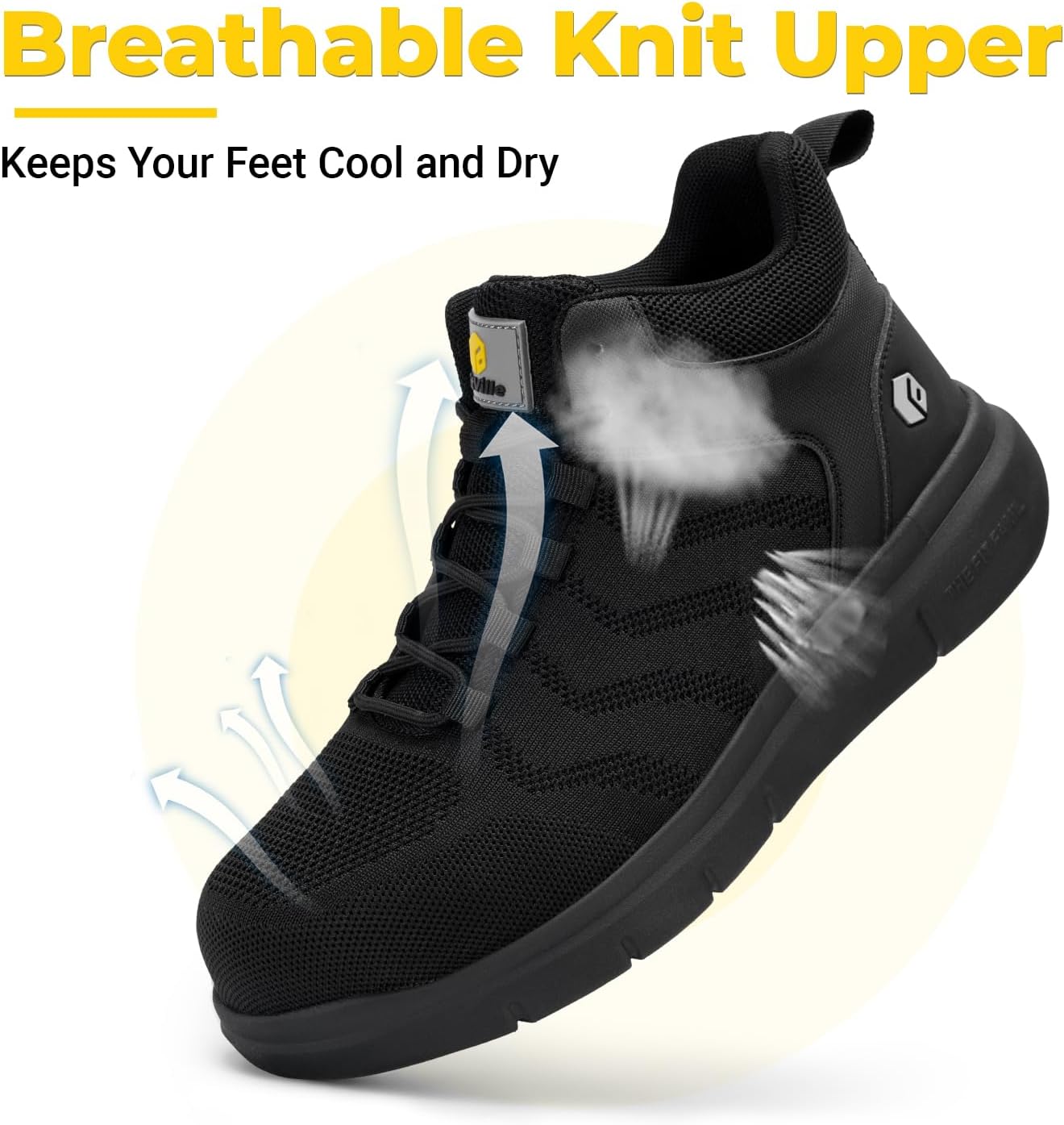 FitVille Extra Wide Work Boots for Men Composite Steel Toe Safety Boots High Top Work Shoes for Men - Image 5