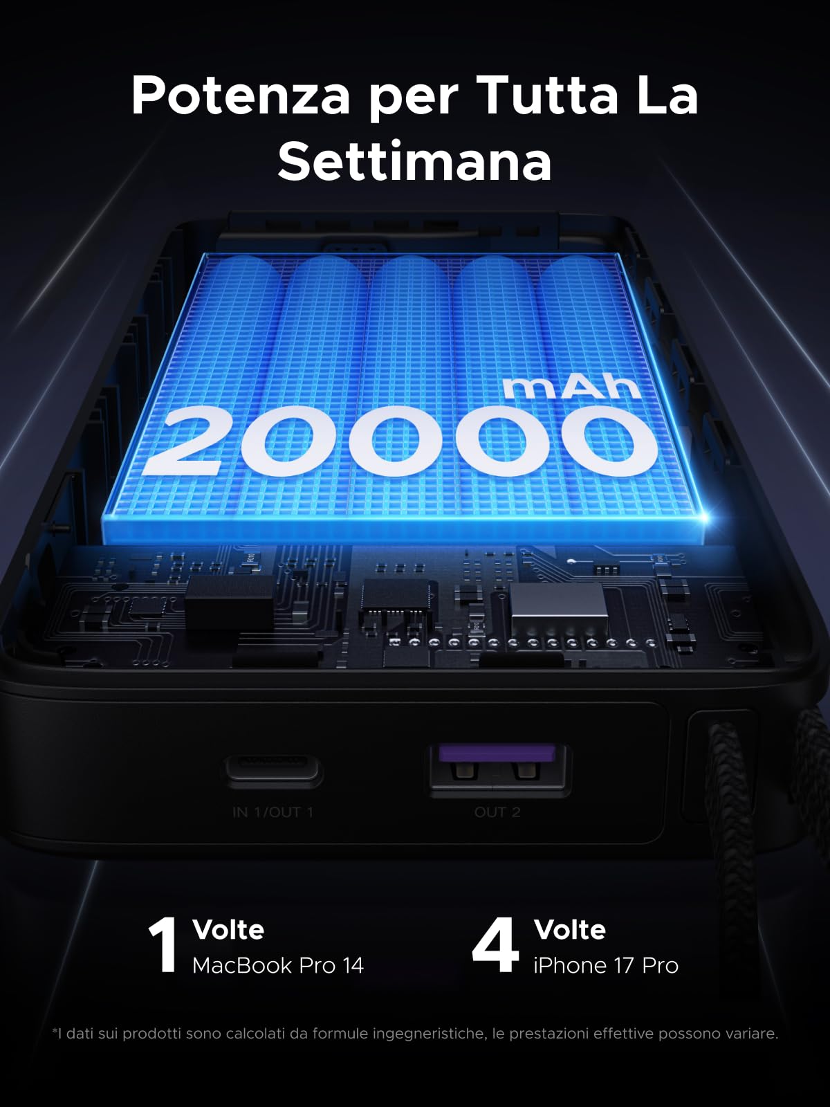 UGREEN Nexode 67W Power Bank 20000mAh Ricarica Rapida PD 65W Caricatore Portatile PC Cavo USB C Integrato LED Compatibile con Xiaomi Note 15 14 Pro Poco M8 M7 iPhone 17 16 15 Galaxy S25 S24 A56 A16