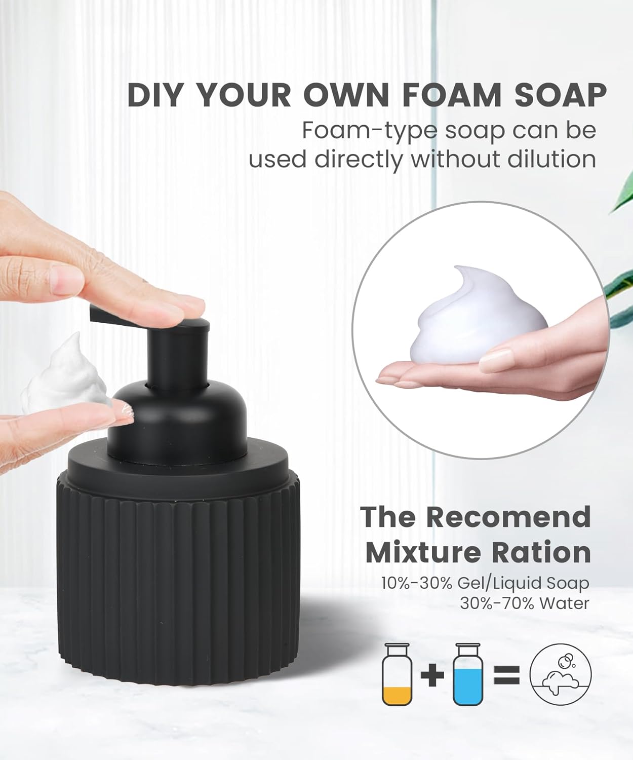 Black Bathroom Accessories Set 6 Pcs - Toothbrush Holder,Lotion Soap Dispenser,Foaming Soap Dispenser,Qtip Holder Dispensers,Vanity Tray,Bathroom Tumbler - Countertop Organizer-Bathroom Accessory Set - Image 3