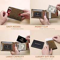 Vista 75 de RUNBOX - Carteras delgadas para hombre, cartera de piel con pinza para el dinero, cartera de bolsillo frontal con bloqueo RFID, tarjetero Negro