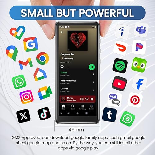 Miniatura 3 de Reproductor MP3MP4 de 144 GB con Bluetooth y WiFi 0.138 in Android Cuerpo de metal Excelente sensación de mano Jack Auriculares 4 "FHD pantalla