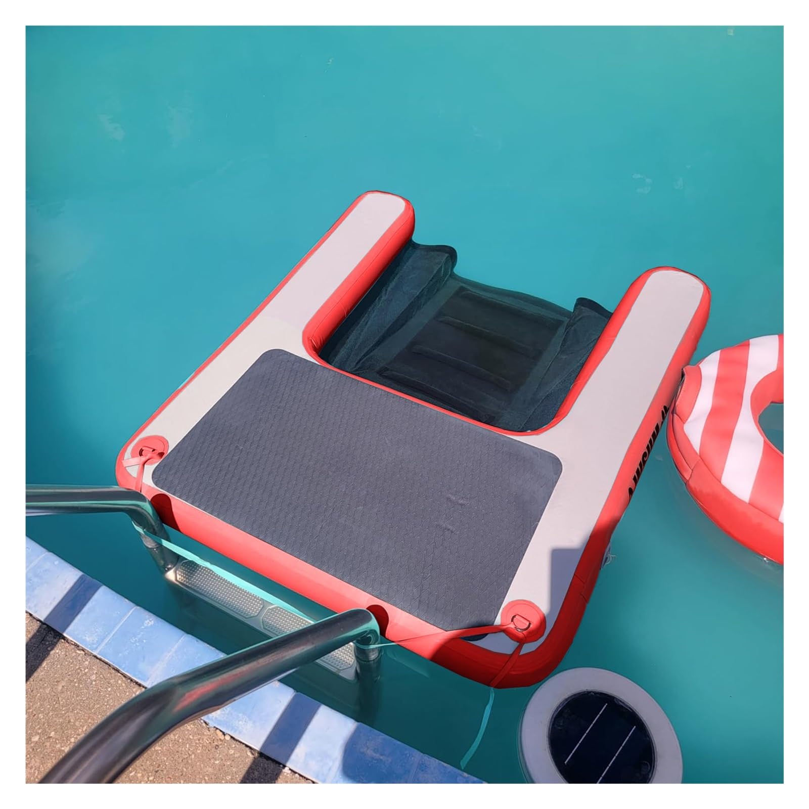 60×40" Dog Pool Ramps Inflatable for Small/Medium/Large Dogs, Dog Floating Docks for Large Pets Up To 230lbs, Easy To Secure Dogs Boat Ladder(Red)