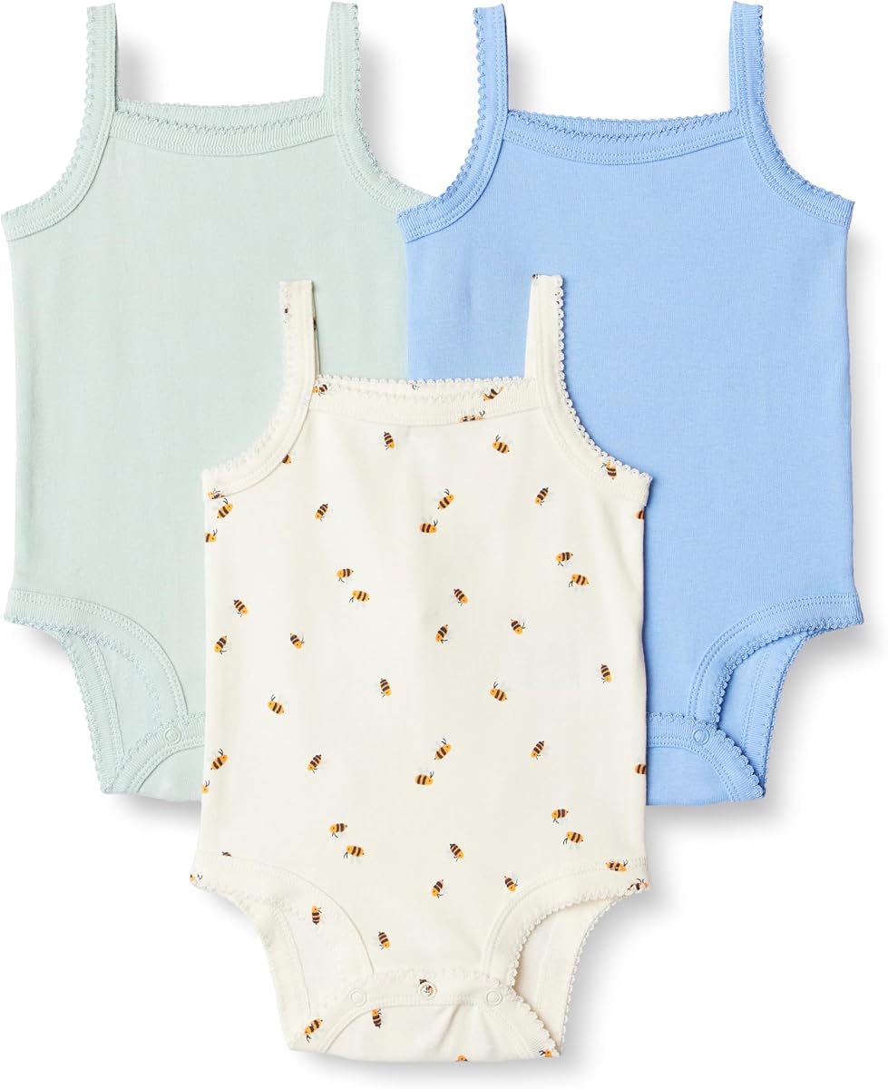 Body de algodón sin mangas Amazon Essentials para bebé niña, ropa de bebé, pack de 3