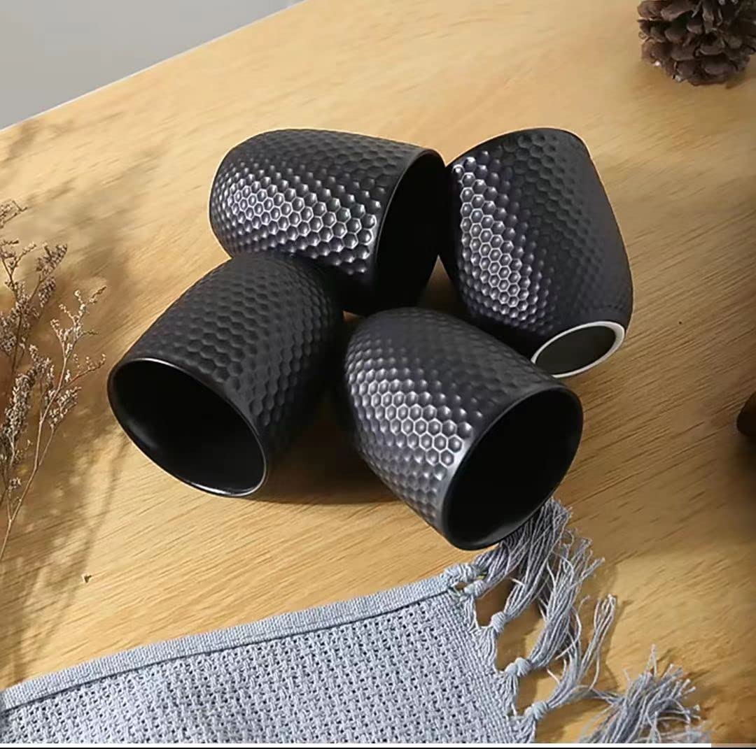 Service à Thé Japonais en Céramique Noire | Set de thé chinois en porcelaine vintage, set de théière avec 1 théière 900ml, 4 Tasses, 1 infuseur, pour amateurs de thé
