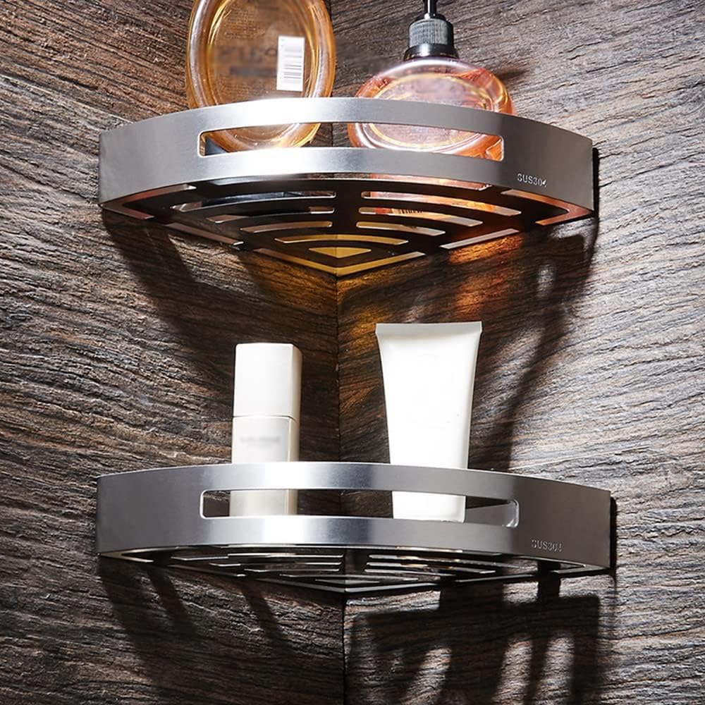 Estante de ducha de esquina estantes de baño de acero inoxidable níquel cepillado montado en la pared triángulo cosméticos champú estante de almacenamiento accesorios de baño estante de