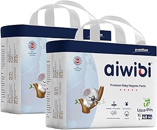 AIWIBI Royal Comfort Baby Nappy Pants, Size 5 (12–17 kg), 80 Count, Ultra Thin, Super Absorbent, 360° Stretchy Waistband, Hypoallergenic Training Underwear