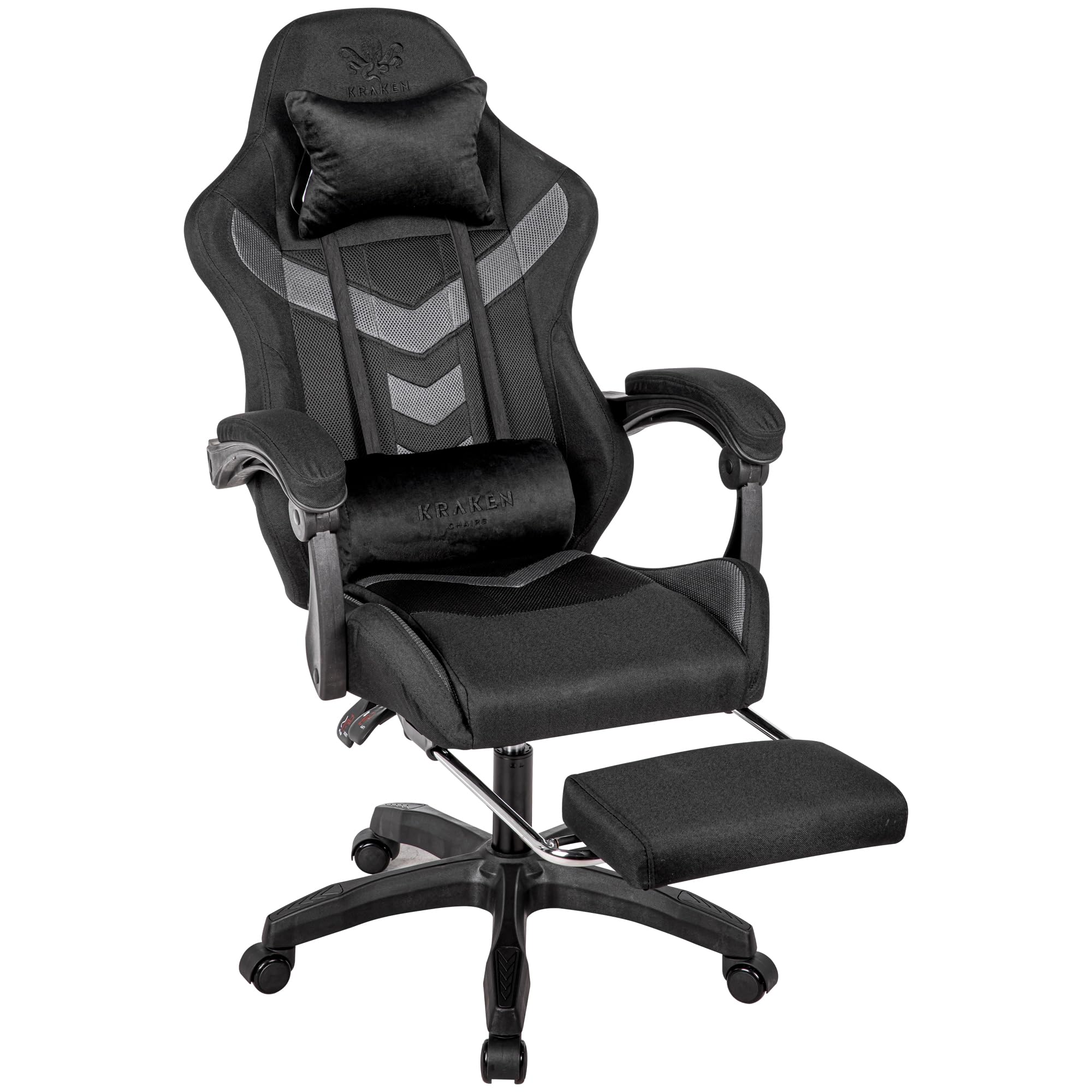 Sedia Gaming Tessuto con Poggiapiedi Ergonomica 130 kg