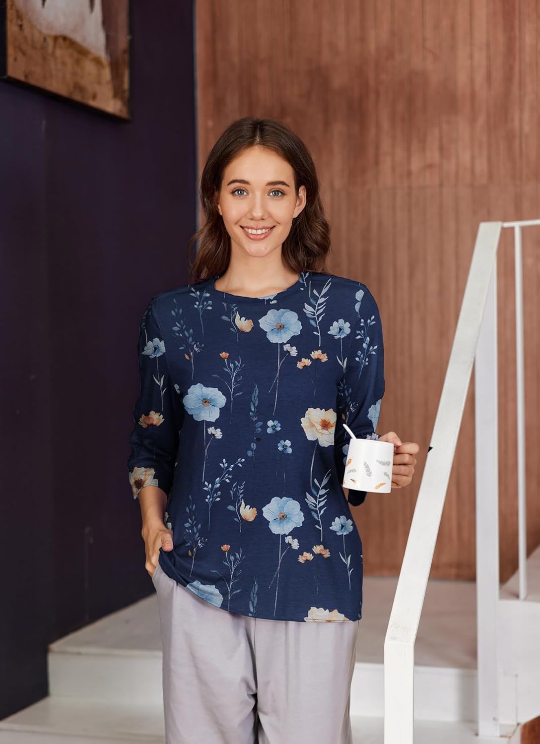 Deyeek Post Shoulder Surgery Shirts for Women Tear Away 3/4 Tops After Rotator Cuff Shirts Chemo Port Adaptive Clothing - Image 6