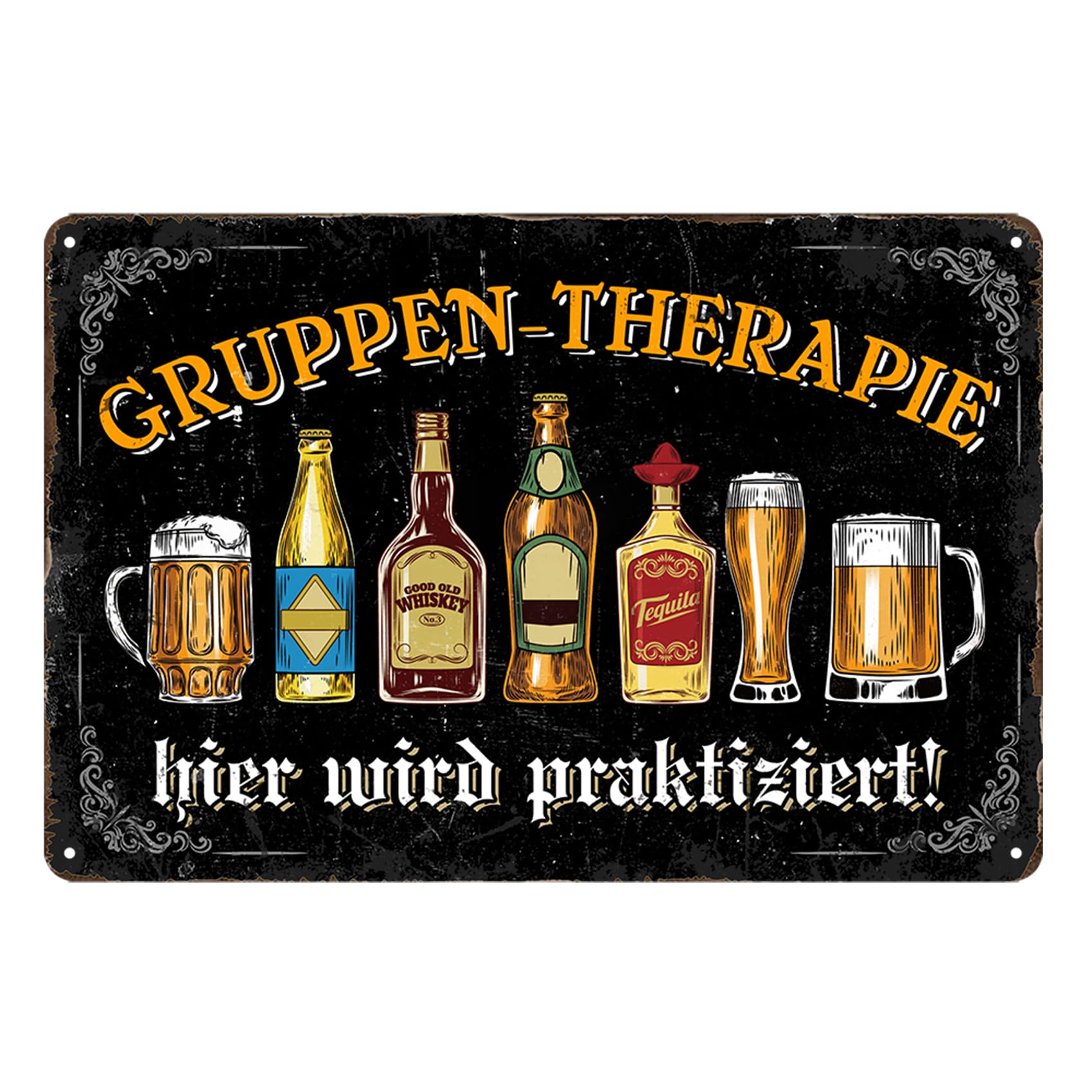 Lustige Bar Schild-Gruppen-Therapie Hier Wird Praktiziert,Vintage Blechschild Bier für Haus,Café-Bar,Club 20x30cm