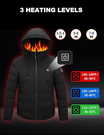 Heated Coats for Men Women with Battery Mens Womens Heated Jackets Winter Jackets for Women Men Electric Heated Coat