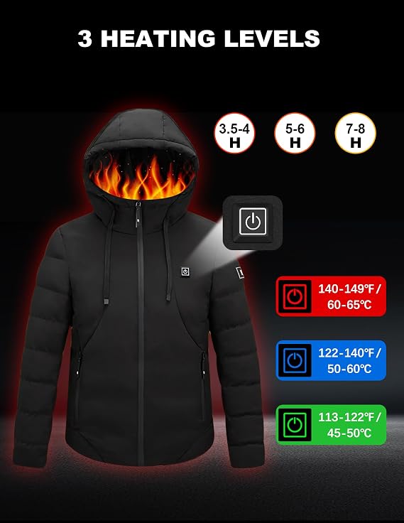 Heated Coats for Men Women with Battery Mens Womens Heated Jackets Winter Jackets for Women Men Electric Heated Coat