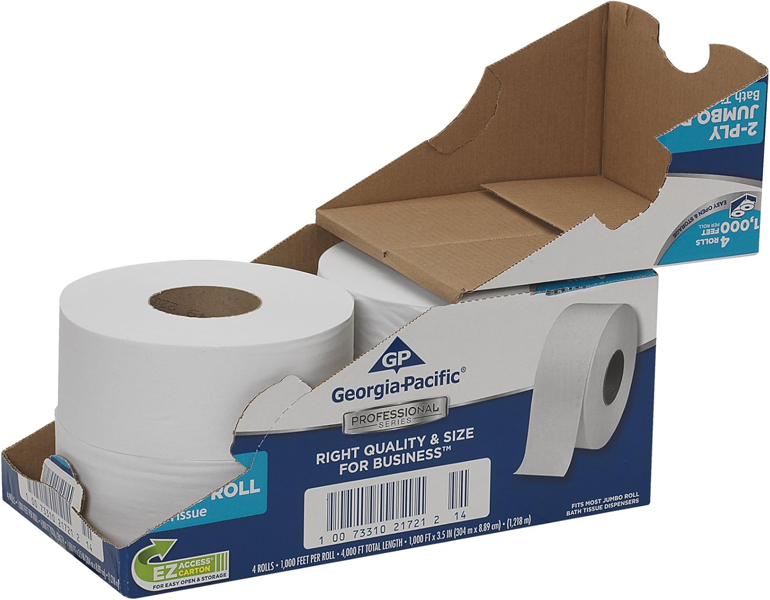Georgia-Pacific Professional Series Jumbo Jr. 2-Ply Toilet Paper by GP PRO (Georgia-Pacific), 2172114, 1000 Feet Per Roll, 4 Rolls Per Case