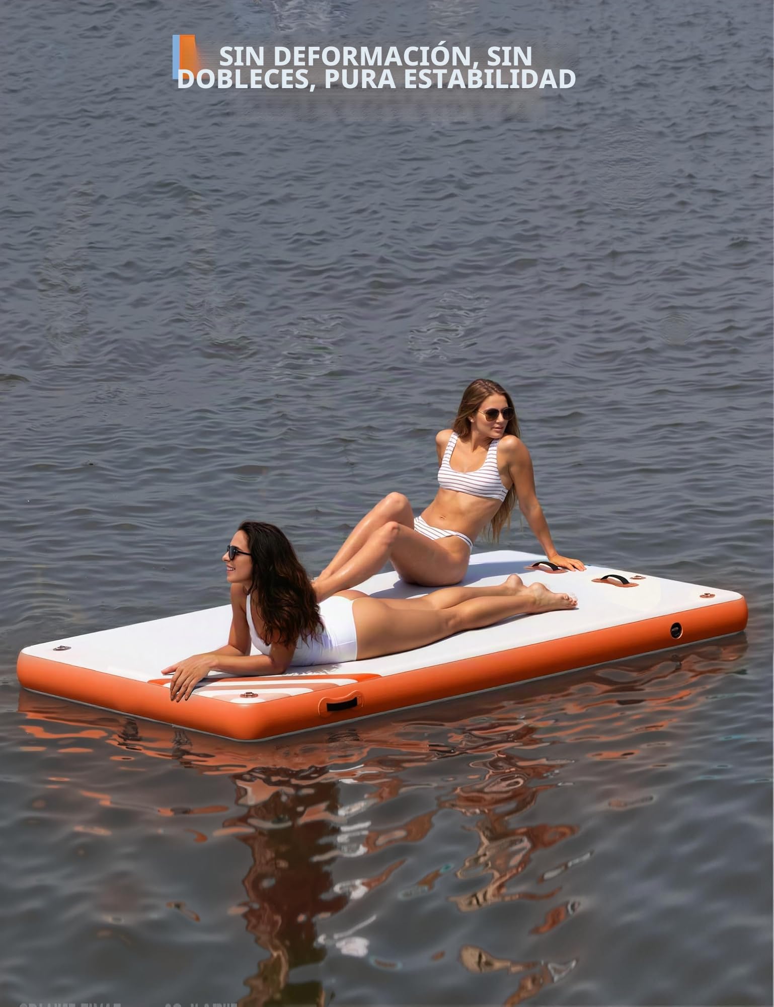 GarveeLife Plataforma de Muelle Flotante Inflable, Superficie Antideslizante, flotadores Gruesos con Bolsa de Transporte portátil, Bomba de Aire para Lagos, Piscina, Playa, océano