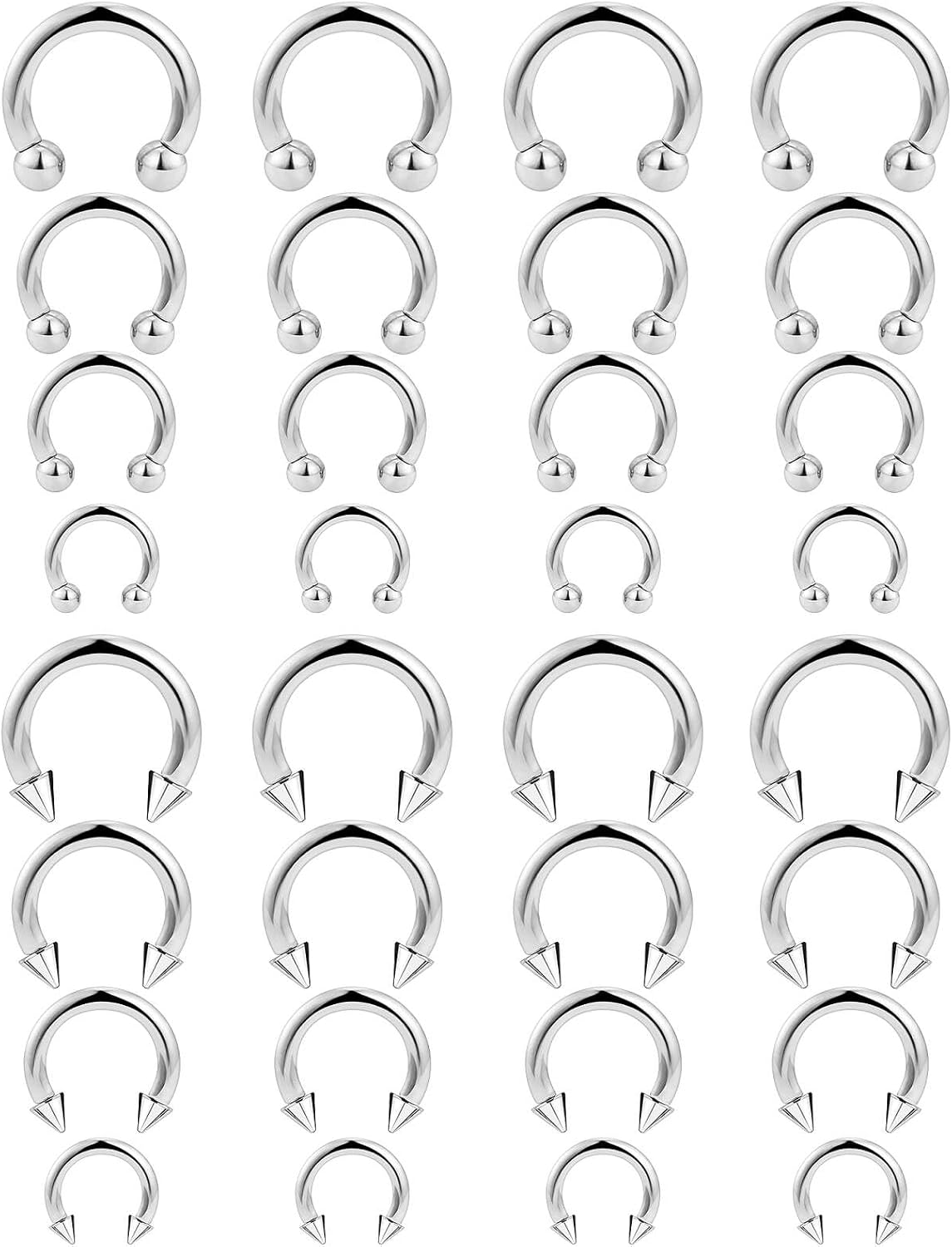 Cisyozi 20G 18G 16G 14G 12G Septum Rings 316L Surgical Steel Septum Jewelry Lip Rings Hoops Snake Bite Piercing Horseshoe Earrings Tragus Catilage Helix Daith Rook Piercing Jewelry for Women Men