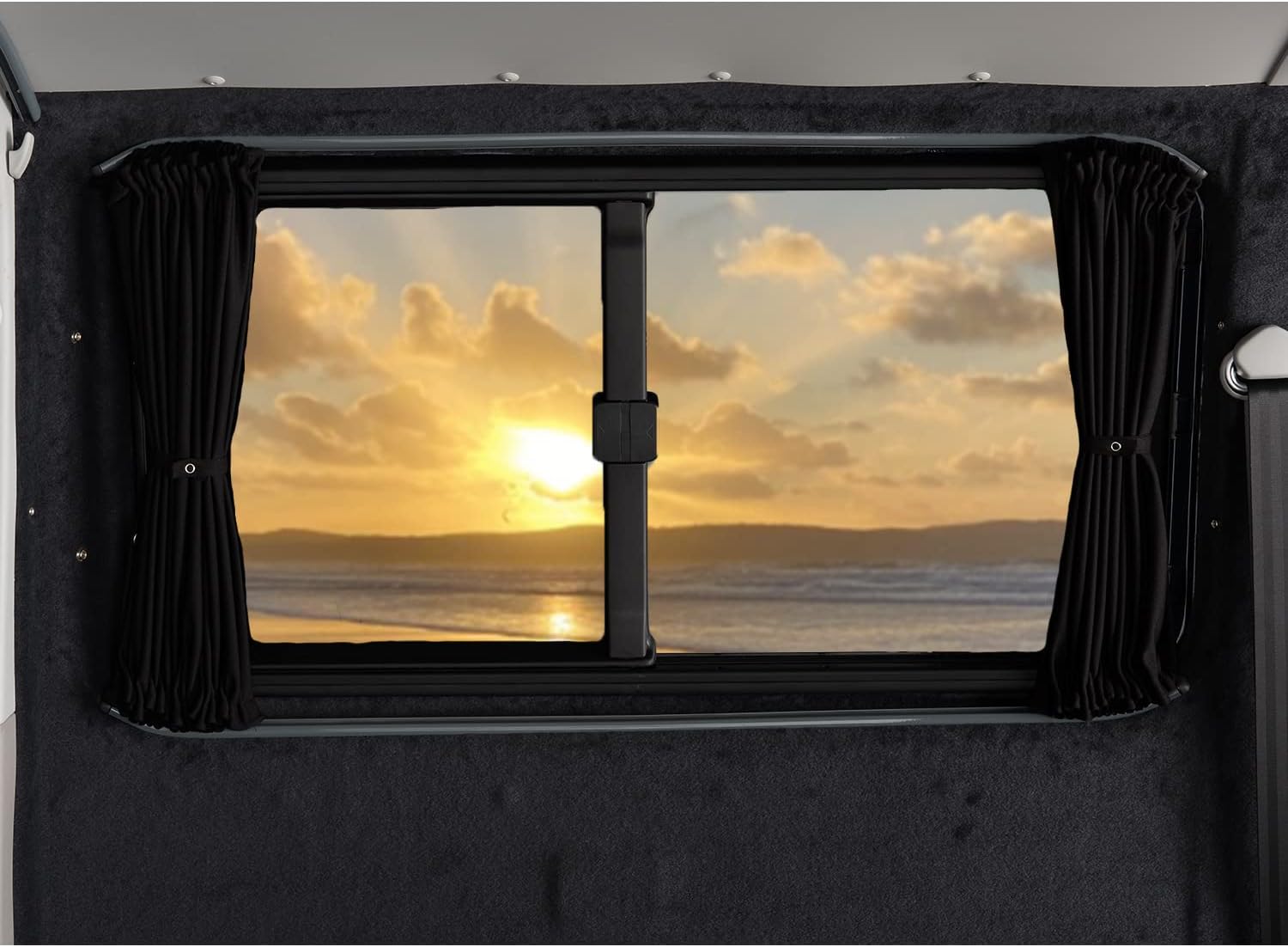 Shore VansBlackout Curtains Compatible with Ford Transit Custom 2012 onwards (Black, Tailgate)