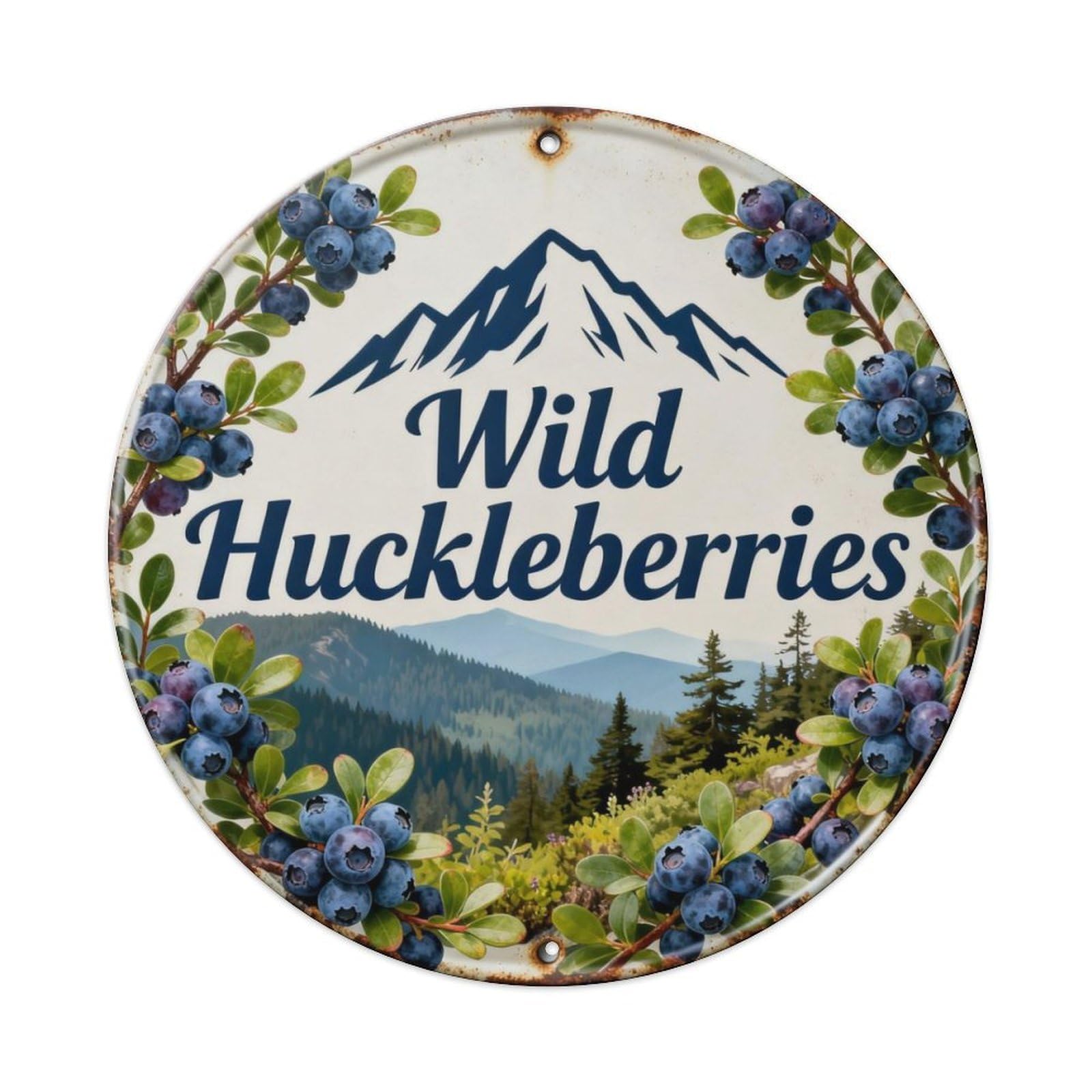 Wild Huckleberries Metal Tin Sign Plaque