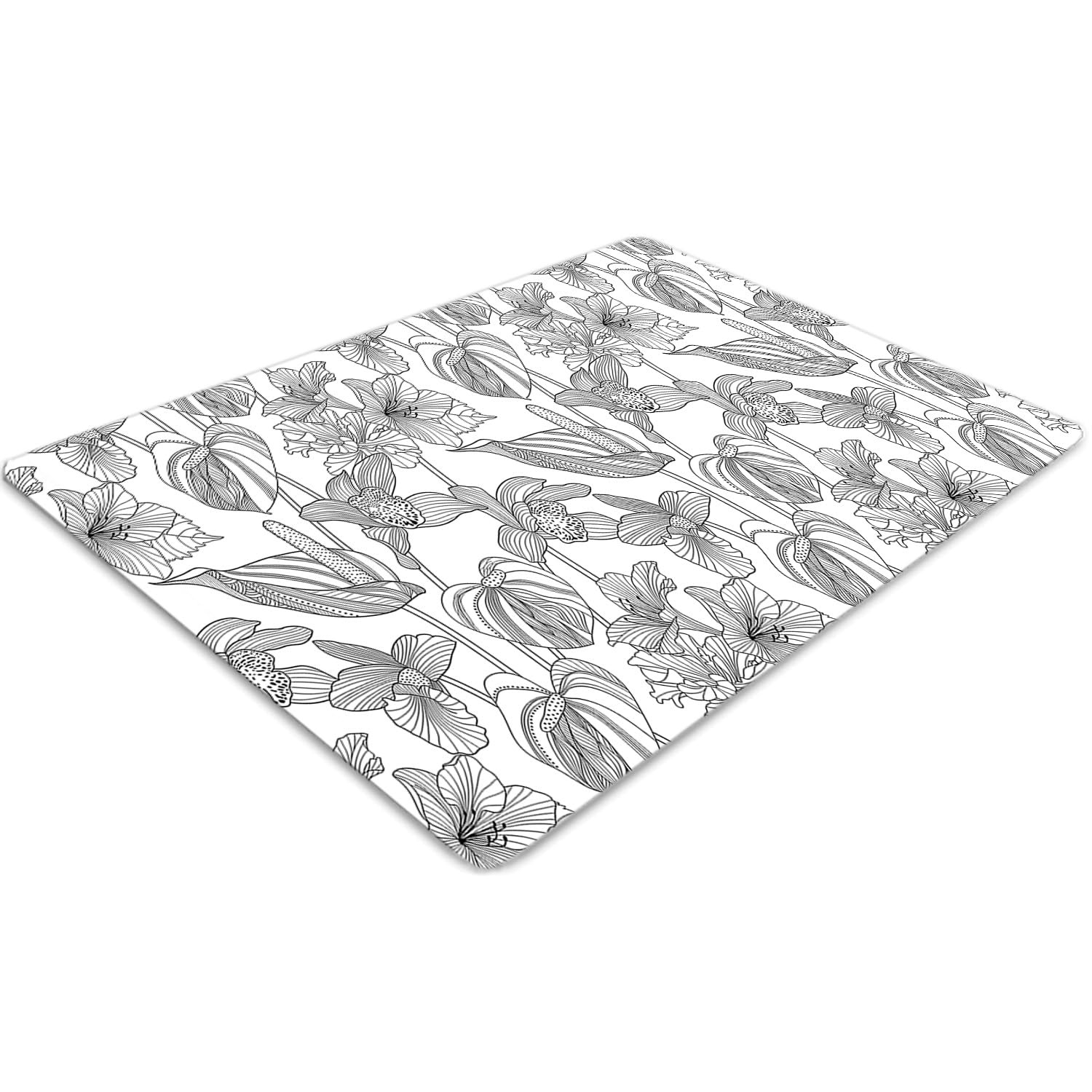Tapis pour protection 120x90 cm en PVC rectangulaire transparent à contours de fleurs
