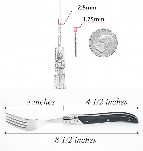 Miniatura 9 de Laguiole by FlyingColors - Juego de tenedores de acero inoxidable, mango de madera de wengué, caja de regalo, 6 piezas