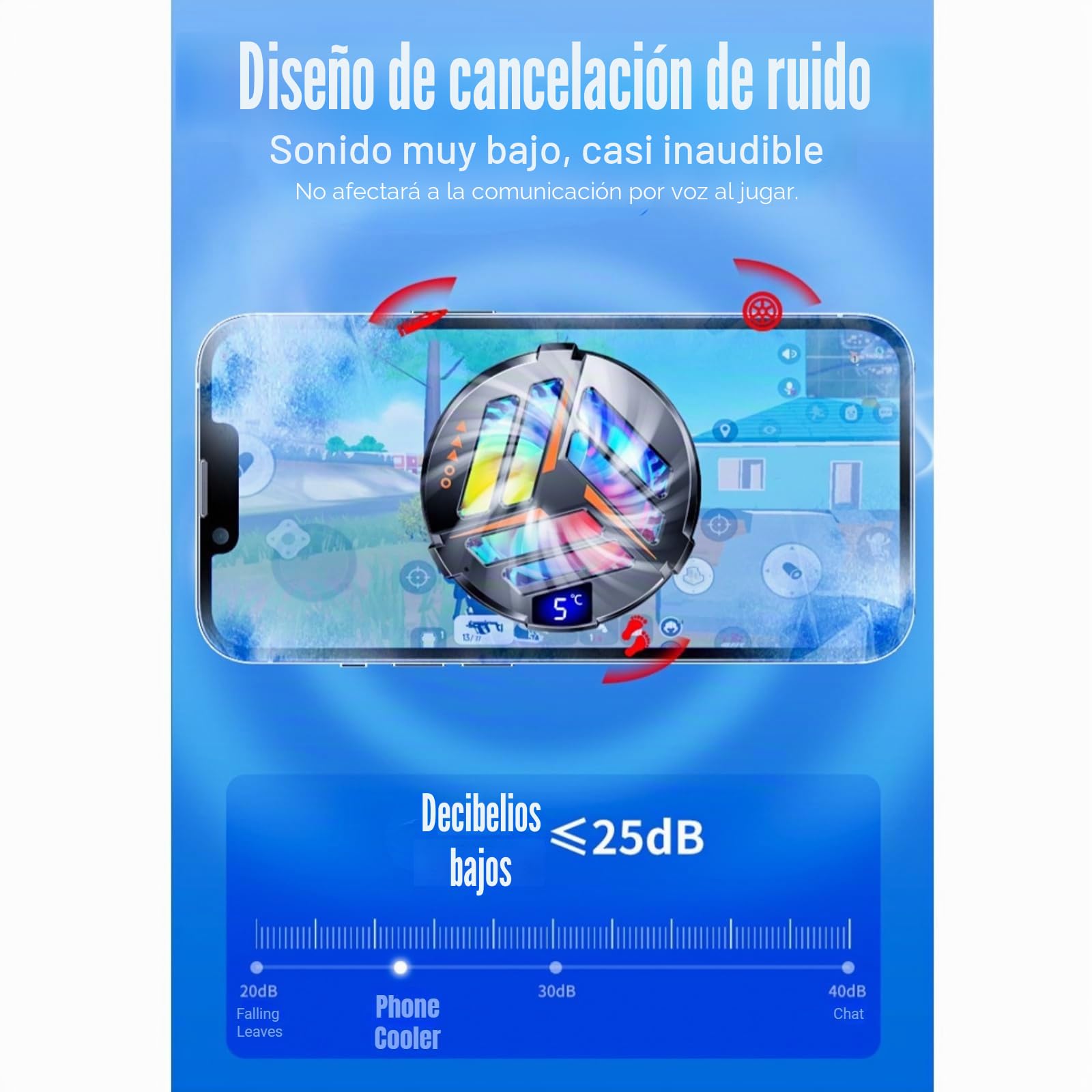 Enfriador de Teléfono Magnético Enfriador de Teléfono para Juegos, Compatible con 12,13 y 14 Series, con Pantalla LED para Teléfono Inteligente/Tableta