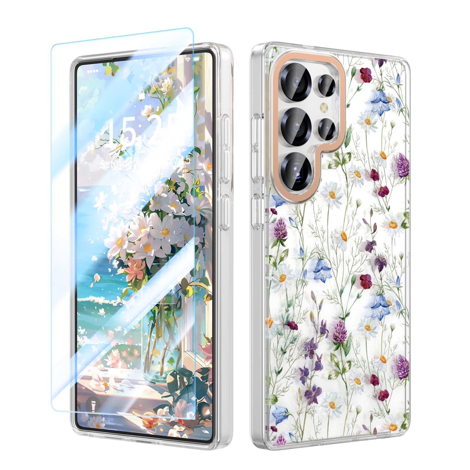 MILPROX Case for Samsung Galaxy S25 Ultra - Slim Fit Floral S25 Ultra Cover, Elegant Feminine Flower Design, Ultra-Thin Anti-Yellowing Protective Cute