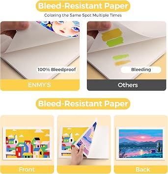 ENMY Acrylic Marker Sketch Pad, 10.27 inch Bleed-Proof Marker Paper,140lb/300gsm Heavyweight Sketchbook, 30 Sheets Drawing Pad Glue-Bound with Hard Backing for Artists, Students