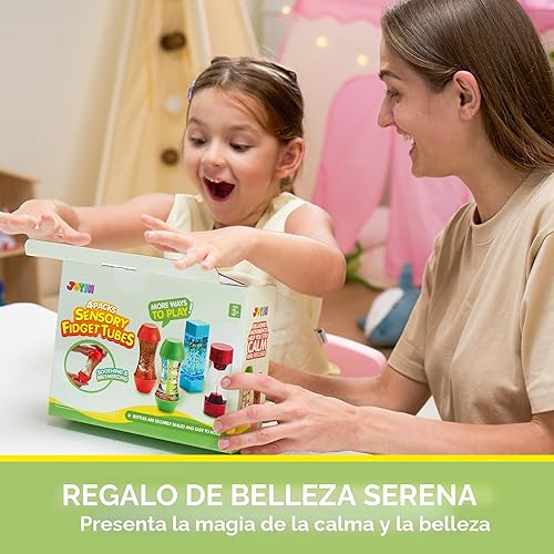 Miniatura 7 de JOYIN Paquete de 4 Tubos Fidget para Niños, Tubos Sensoriales, Juguete para Aliviar el Estrés, Terapia del Habla, Juguetes Calmantes para Niños con