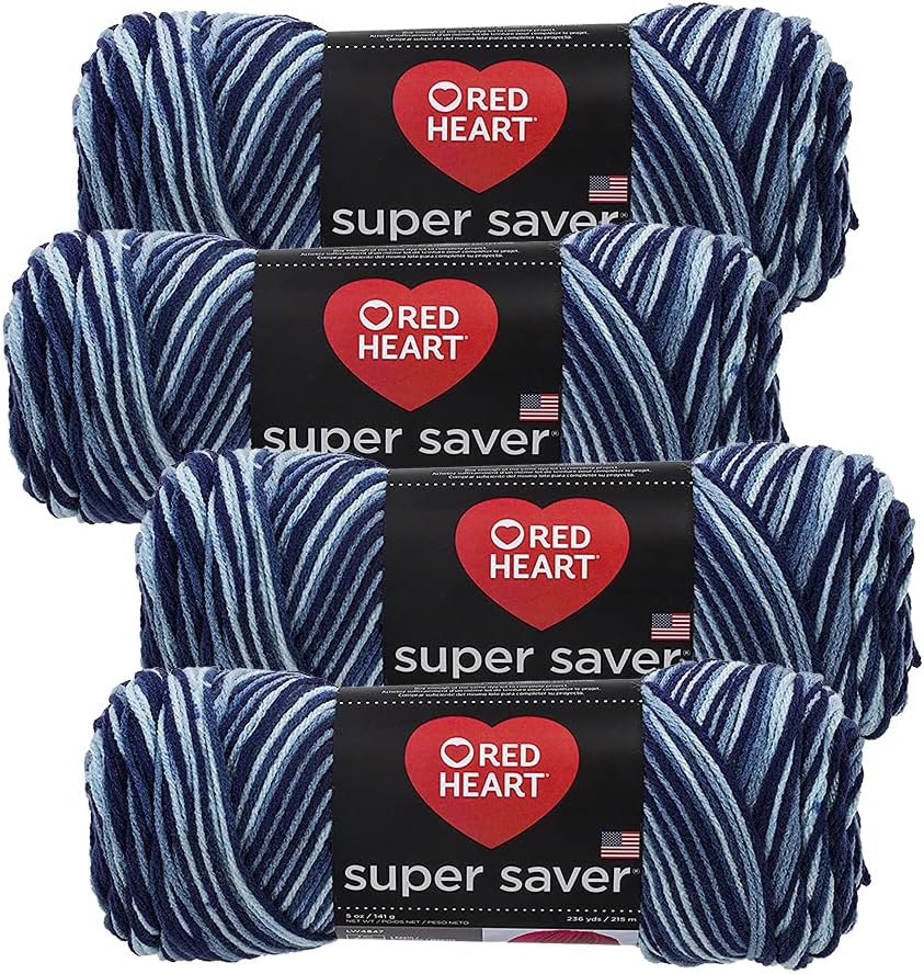 Red Heart Super Saver Yarn (4-Pack of 5oz Skeins) (Shaded Dusk)