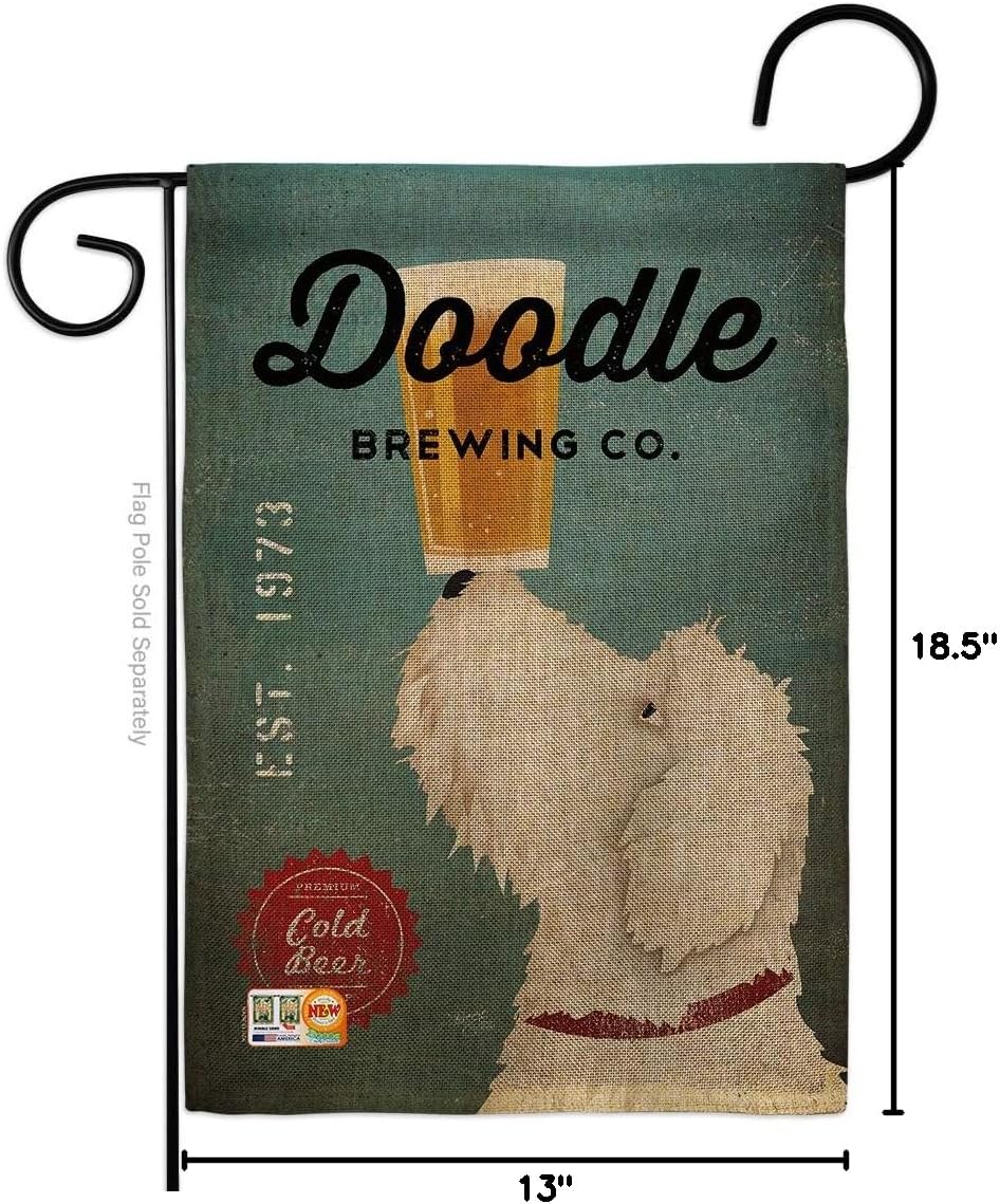 Doodle Brewing Burlap Garden Flag Animals Dog Puppy Spoiled Paw Canine Fur Pet Nature Farm Animal Creature Small Decorative Gift Yard House Banner Double-Sided Made In USA 13 X 18.5