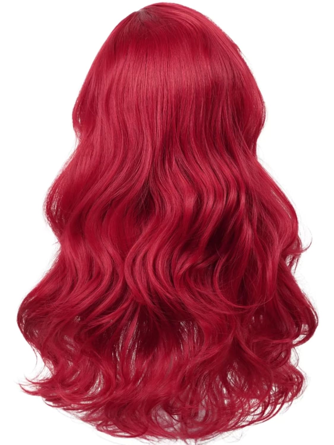Dark Red Curly Mermaid Wig and Starfish Hairpin 21'' Long Wine Red Wave Mermaid Costume Wigs for Halloween Party Costumes - Image 5