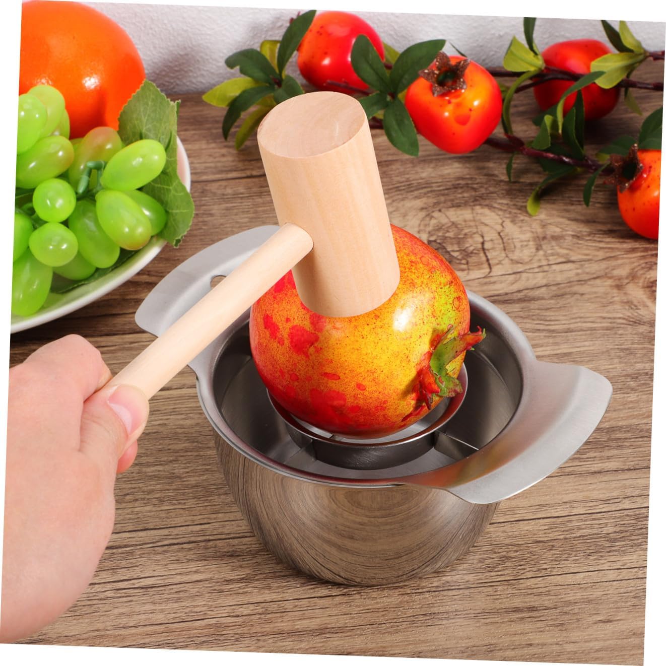 Wakauto 3sets Stainless Steel Pomegranate Peeler Tool Hammer and Bowl for Easy Deseeding Kitchen Gadget for Home and Commercial Use