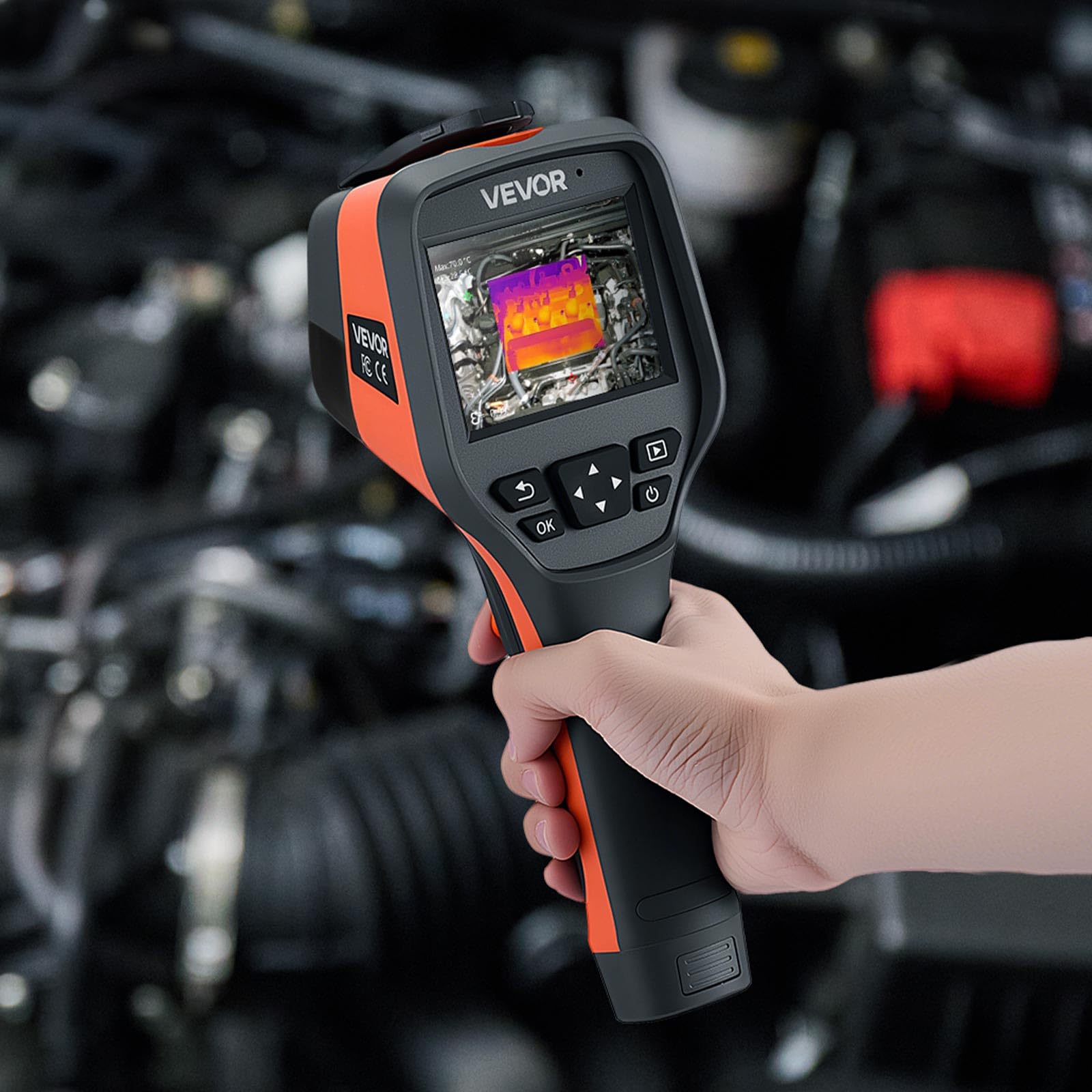VEVOR Kamera termowizyjna, rozdzielczość podczerwieni 384 x 288 pikseli, przenośny termowizor z wizją 5 Mpx, częstotliwość odświeżania 30 Hz, ekran dotykowy 8,9 cm, -20°C do 460°C, transfer WiFi