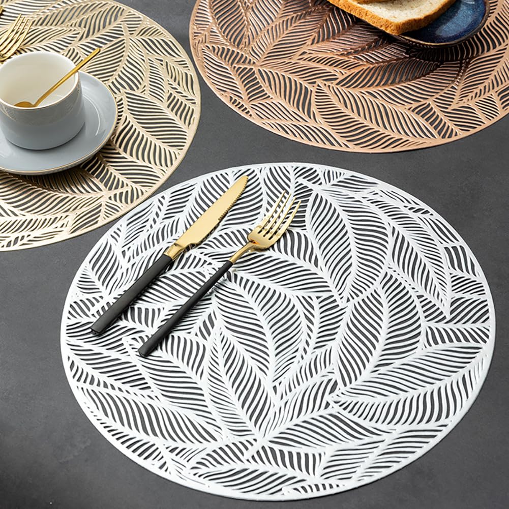 Set Di Platemat Rotondo In Pvc Creativo - 38 Cm (14,9 Pollici) Rabrabi Tavolo, Tappetini Per Decorazioni Per Desktop Per Ristoranti, Hotel, Ristoranti Per La Casa,Argento,10 Pezzi