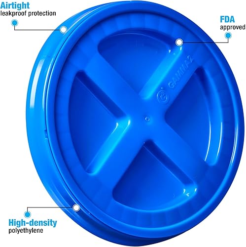 Miniatura 2 de Gamma Seal Tapas para cubos de 3.5, 5, 6 y 7 galones, paquete de 6 tapas gamma azules, tapas reutilizables sin BPA de grado alimenticio, fabricadas