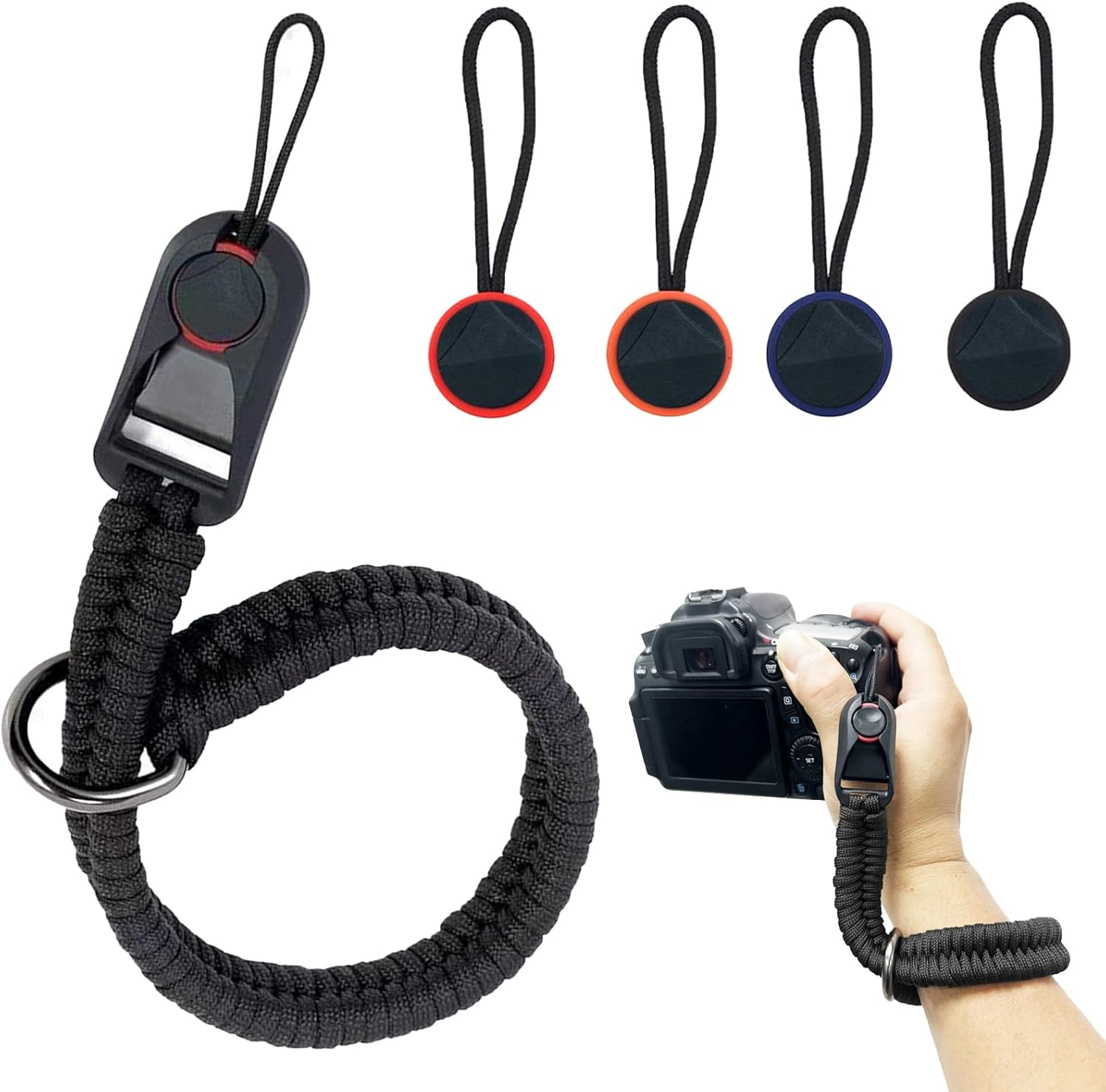 Camera Strap + 4 Pieces Quick Release Buckle Camera Strap Adjustable Photography Accessories Non-Slip Lanyard for DSLR Mirrorless Cameras GoPro Camcorders