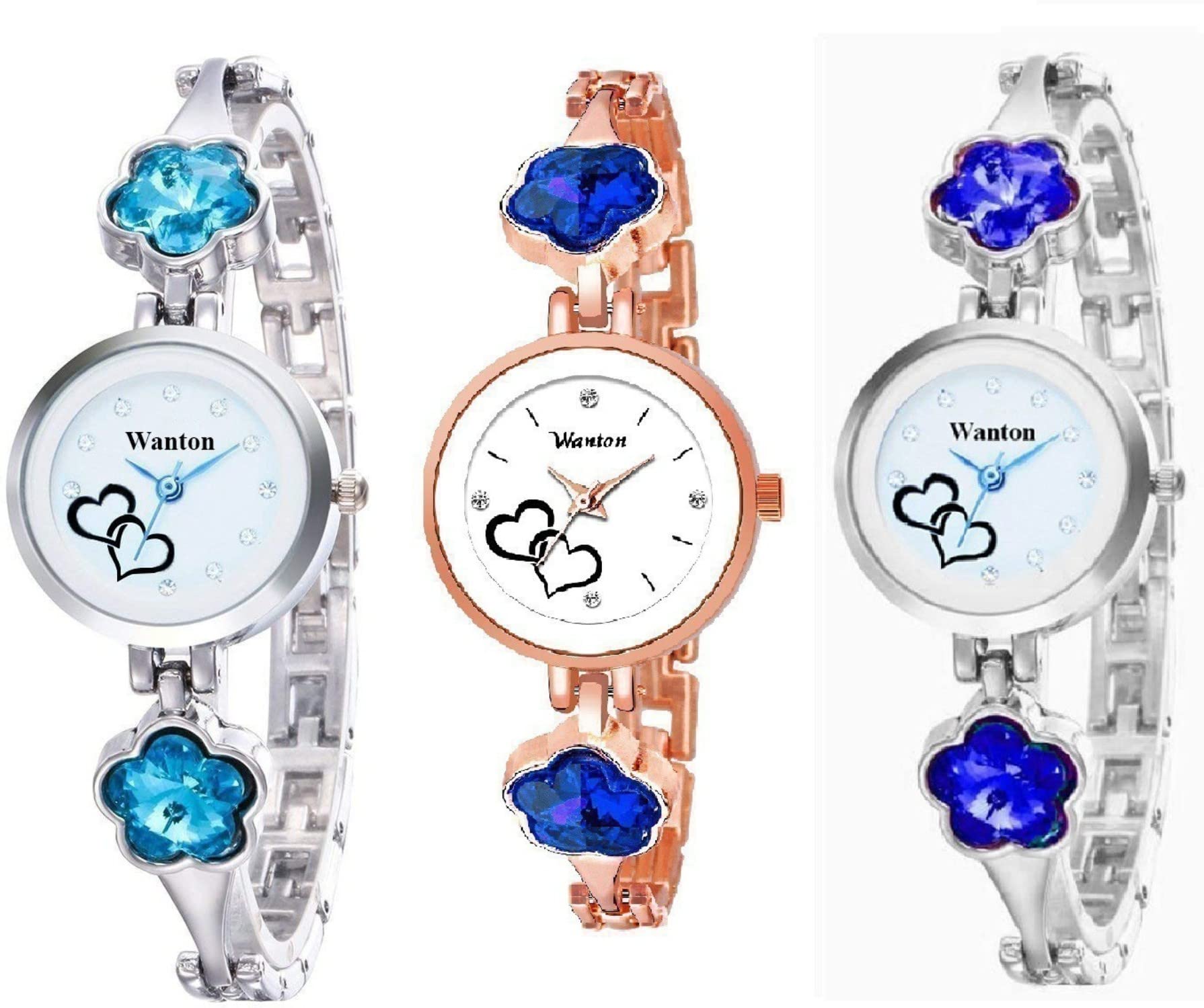 WANTON Multicolor stylish eye catchy trendy style combo with hearts dial women watch-(PO3).(P_C_B_9092) (Multi) (B0C1ZTJDWR) Amazon Price History, Amazon Price Tracker