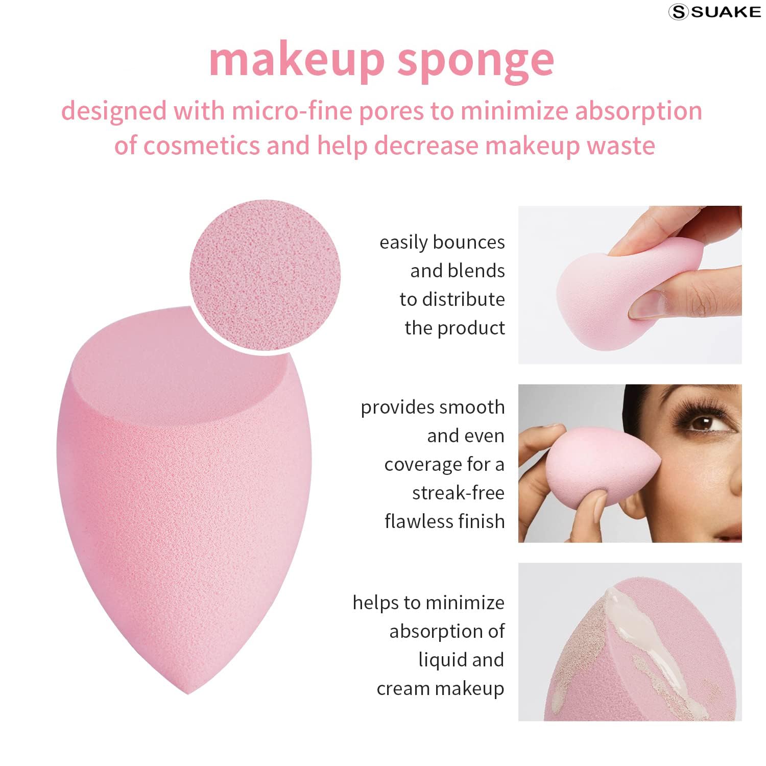 SUAKE 7in1 Professional Beauty Blender Set for Face Makeup | Makeup Sponges Set is suitable with Liquid & Creams | Sponge makeup is for all Skin Types & it is Soft Latex-Free Reusable & washable (Multicolor 4 Big + 3 Mini=7 Pcs) - Image 6 thumbnail